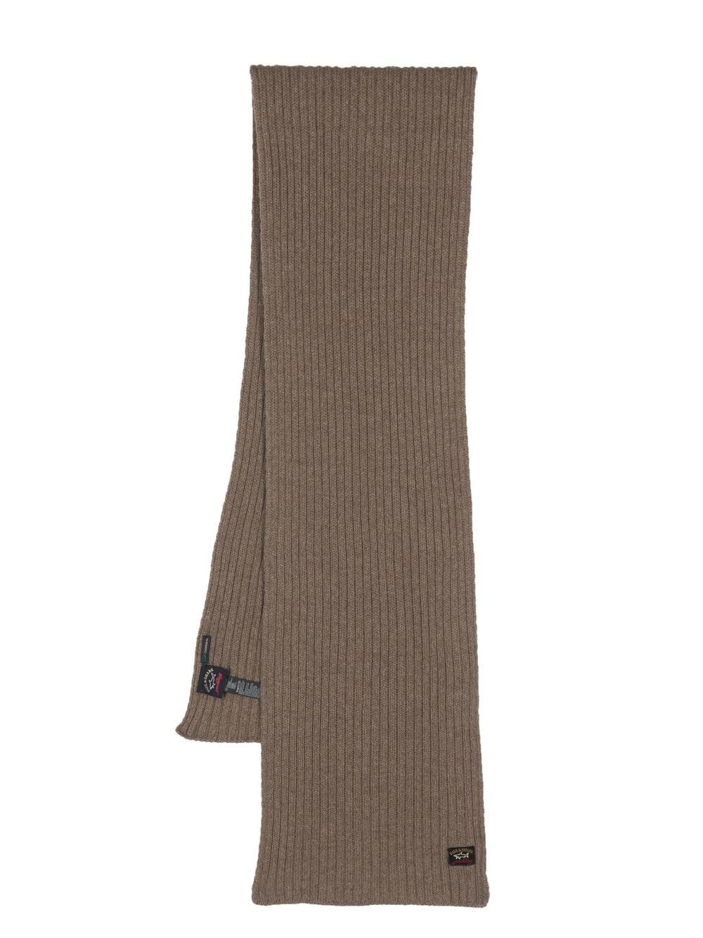 logo-patch cashmere scarf - 1