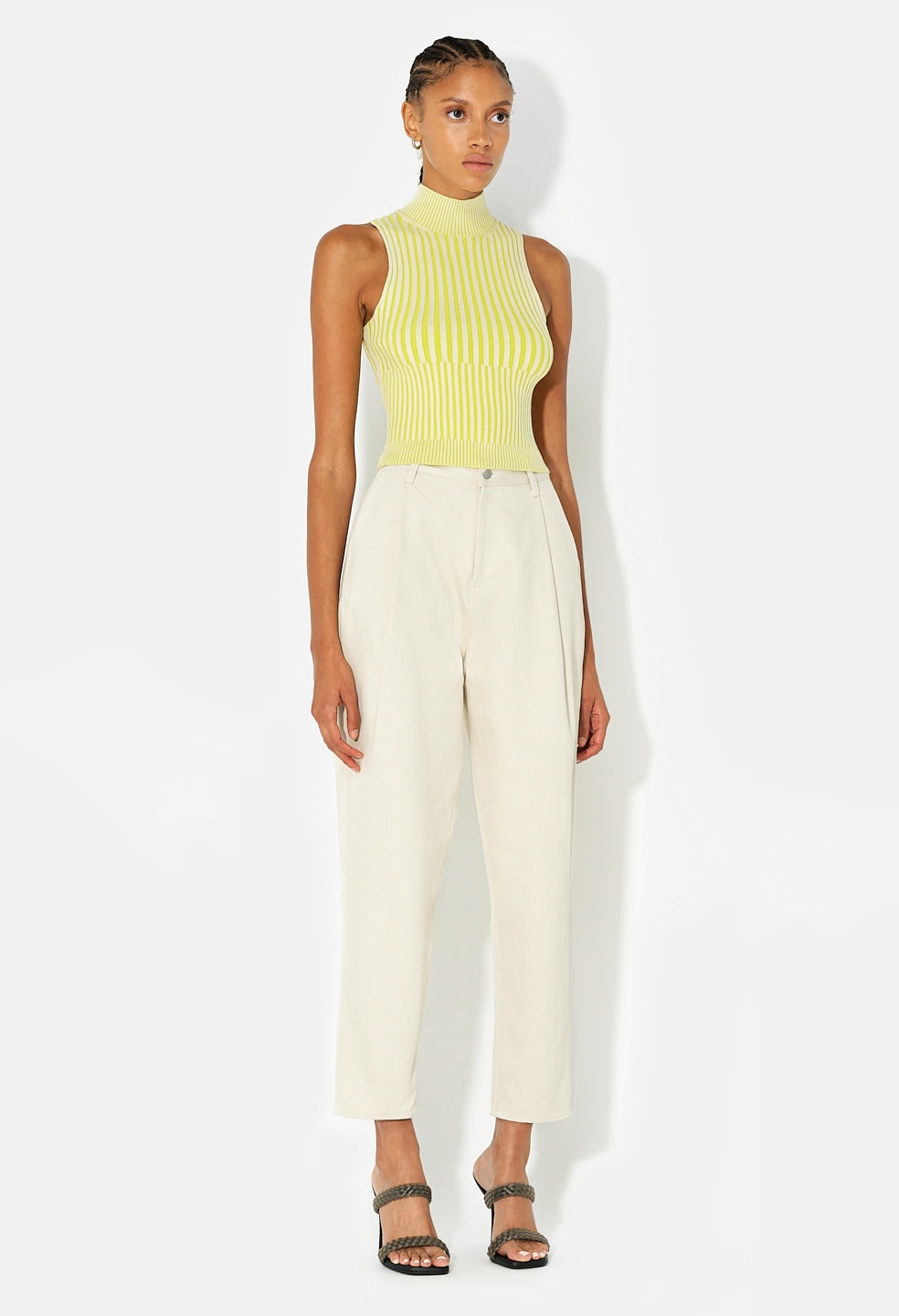 SILK COTTON RIB MOCK NECK TOP - 3