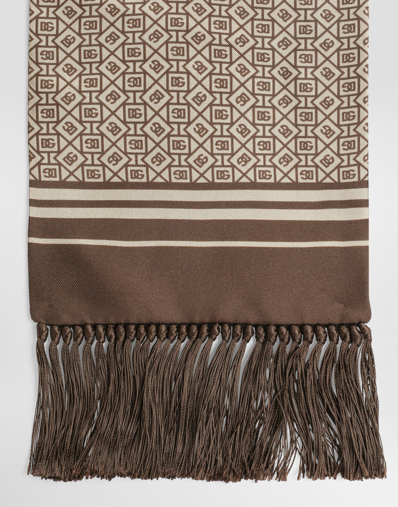 Dolce & Gabbana Silk twill scarf with micro-design and logo outlook