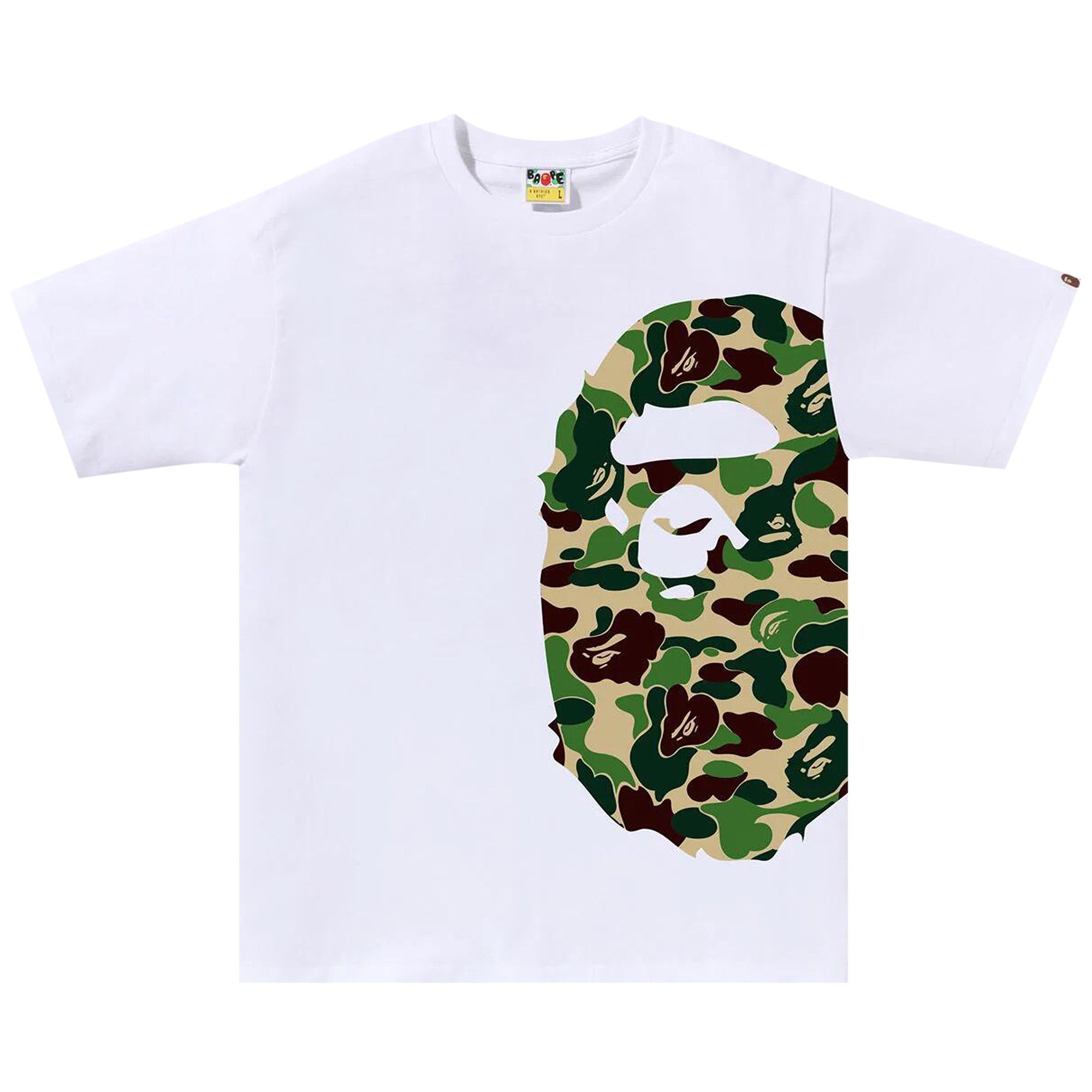 BAPE ABC Camo Side Big Ape Head Tee 'White/Green' - 1