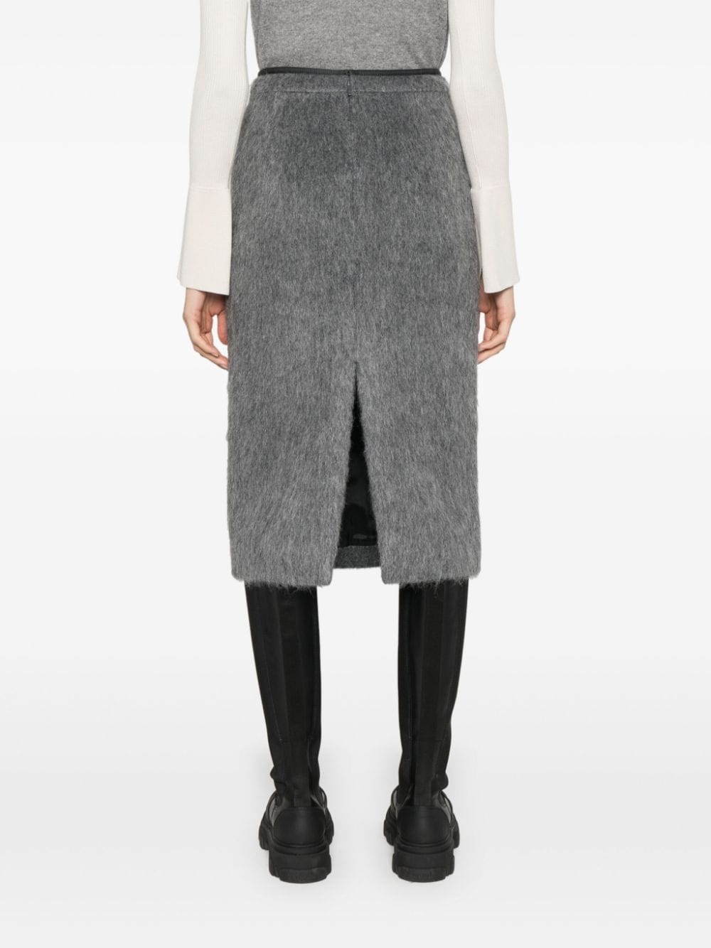 brushed-effect midi skirt - 4