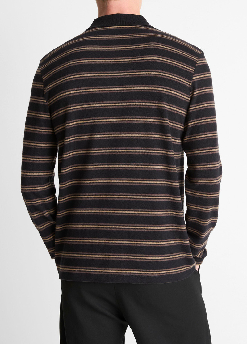 Vince Striped Cotton-Blend Long-Sleeve Polo Shirt outlook