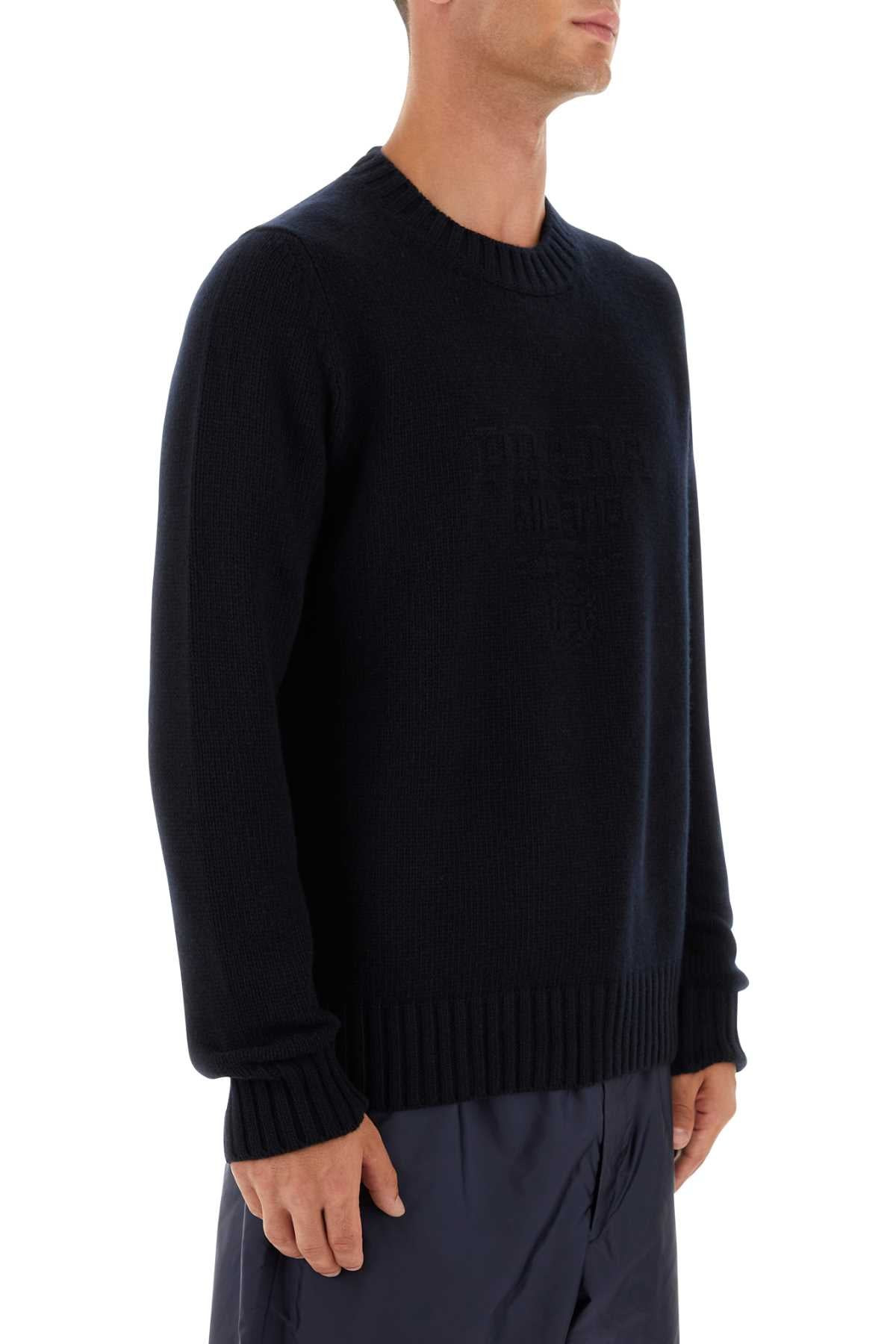 Prada Men Midnight Blue Wool Blend Sweater - 3