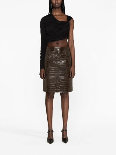 16ARLINGTON crocodile-effect leather pencil skirt outlook