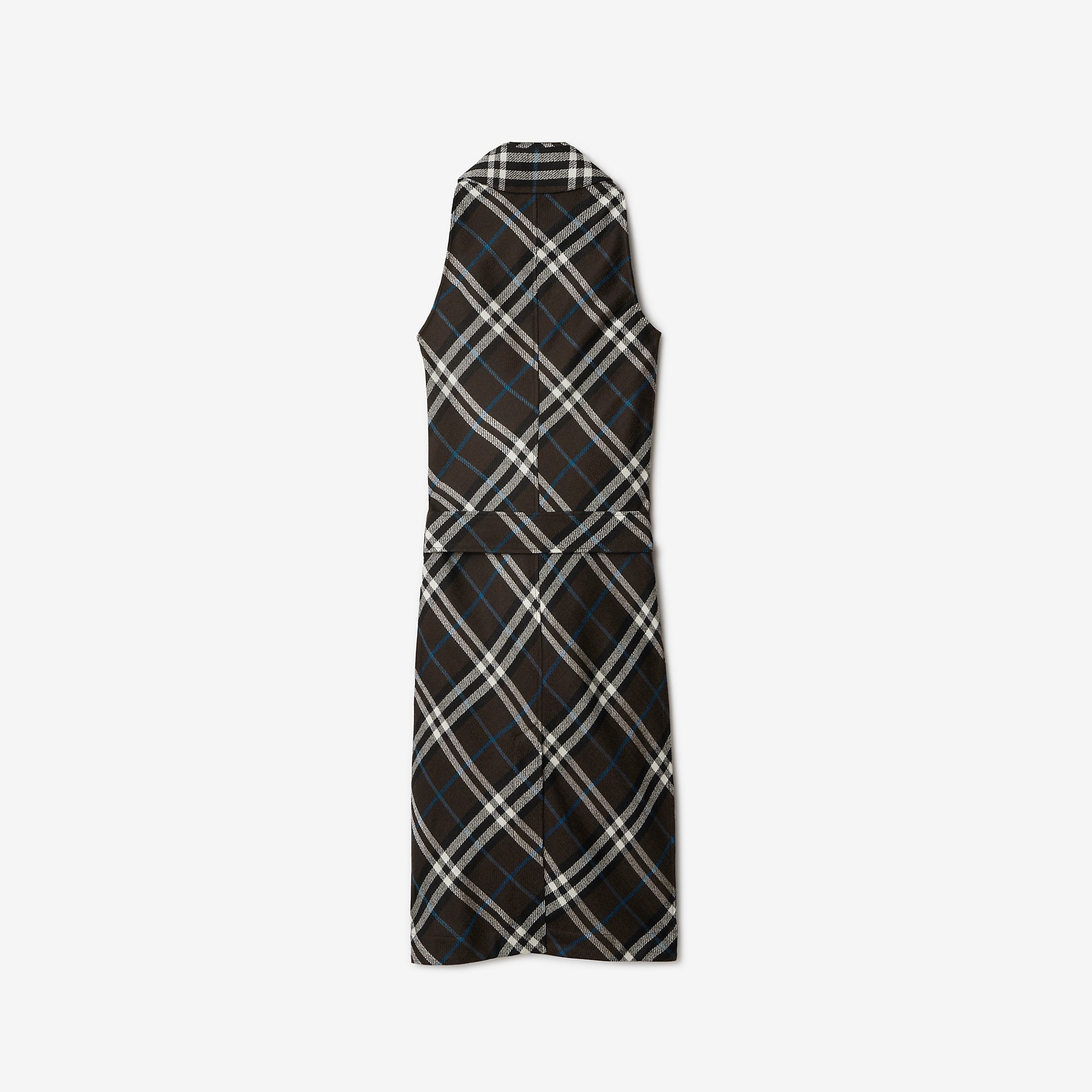 Check Wool Silk Dress - 5