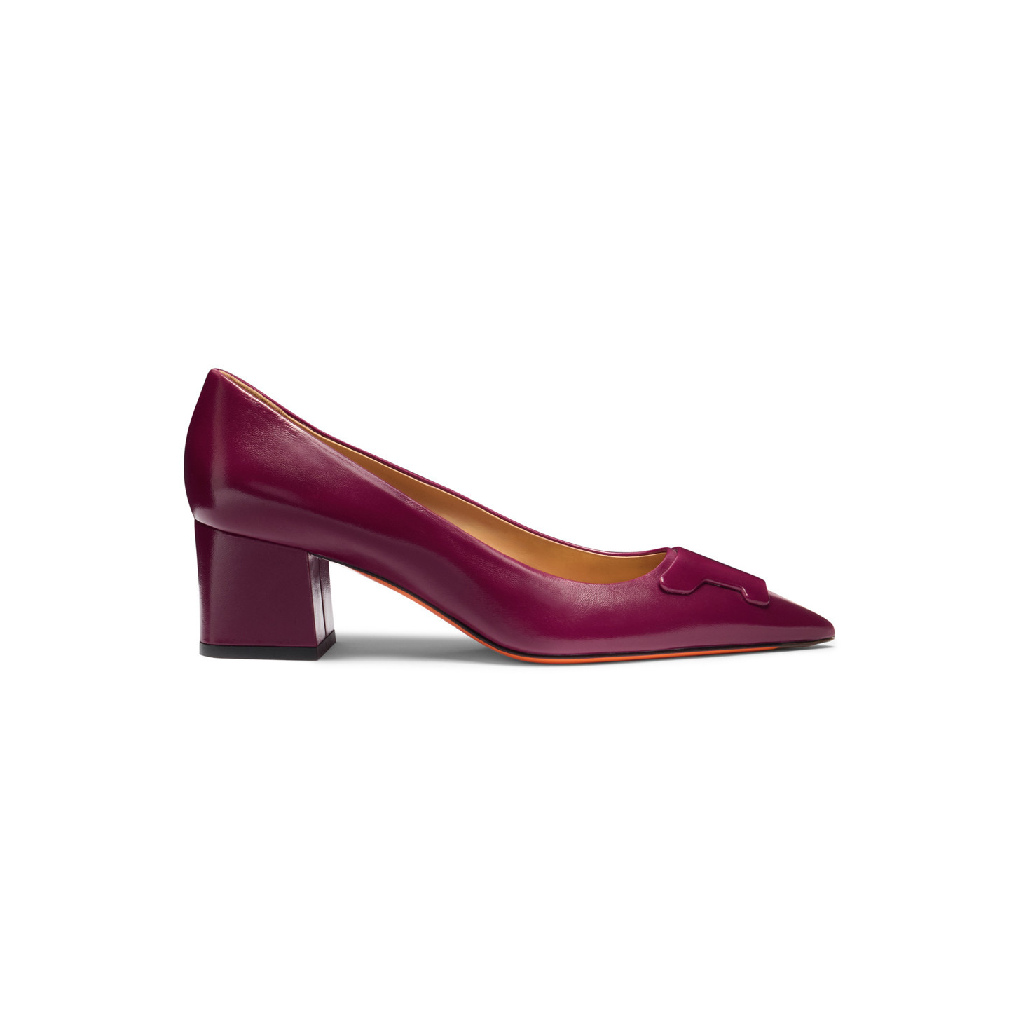 Women's red leather mid-heel Santoni Sibille pump - 1