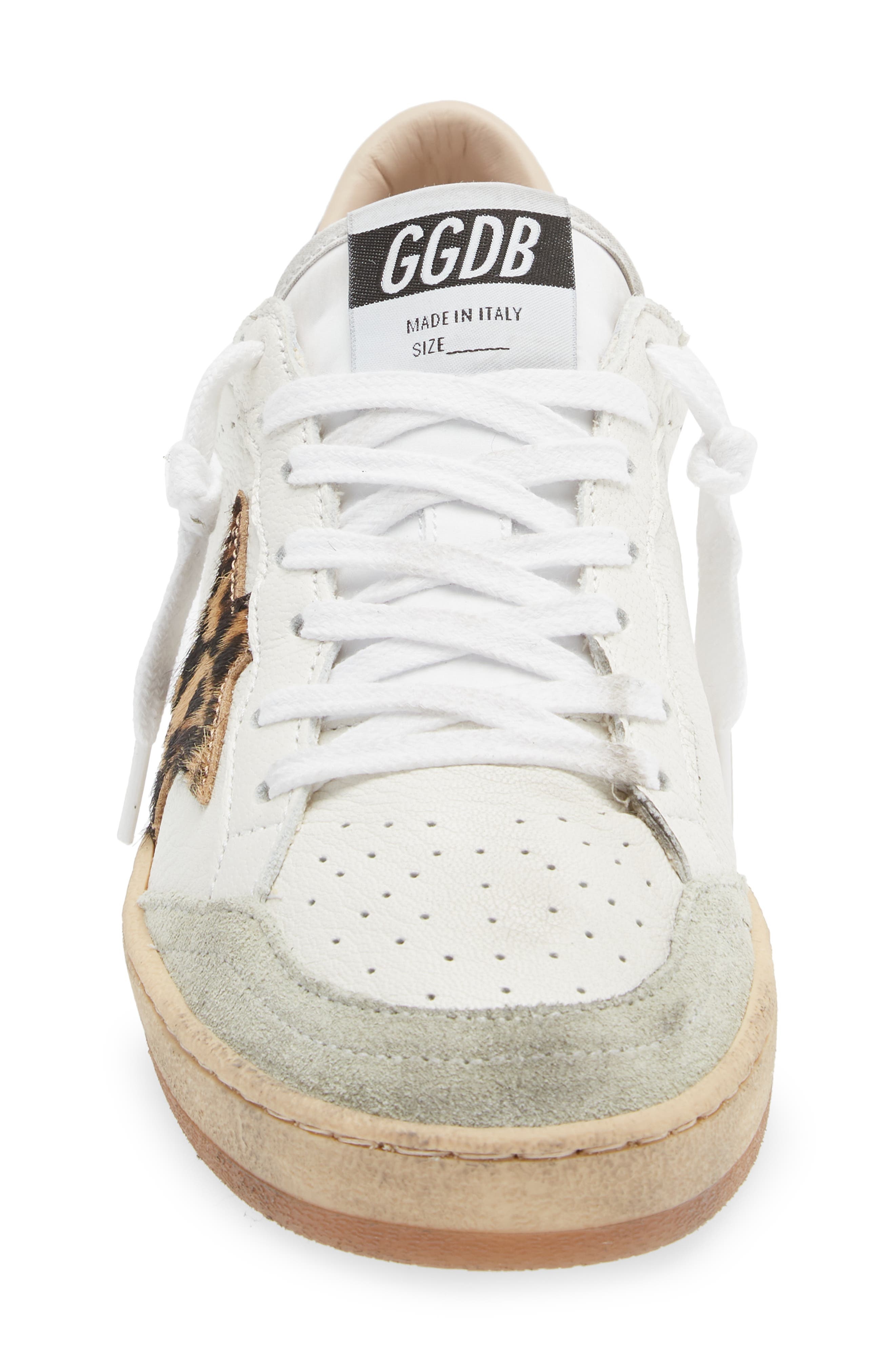 Golden Goose Ball Star Low Top Sneaker in White/Ice/Beige Brown Leo at Nordstrom - 4