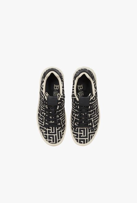 Ivory and black monogram jacquard B-Court sneakers - 4