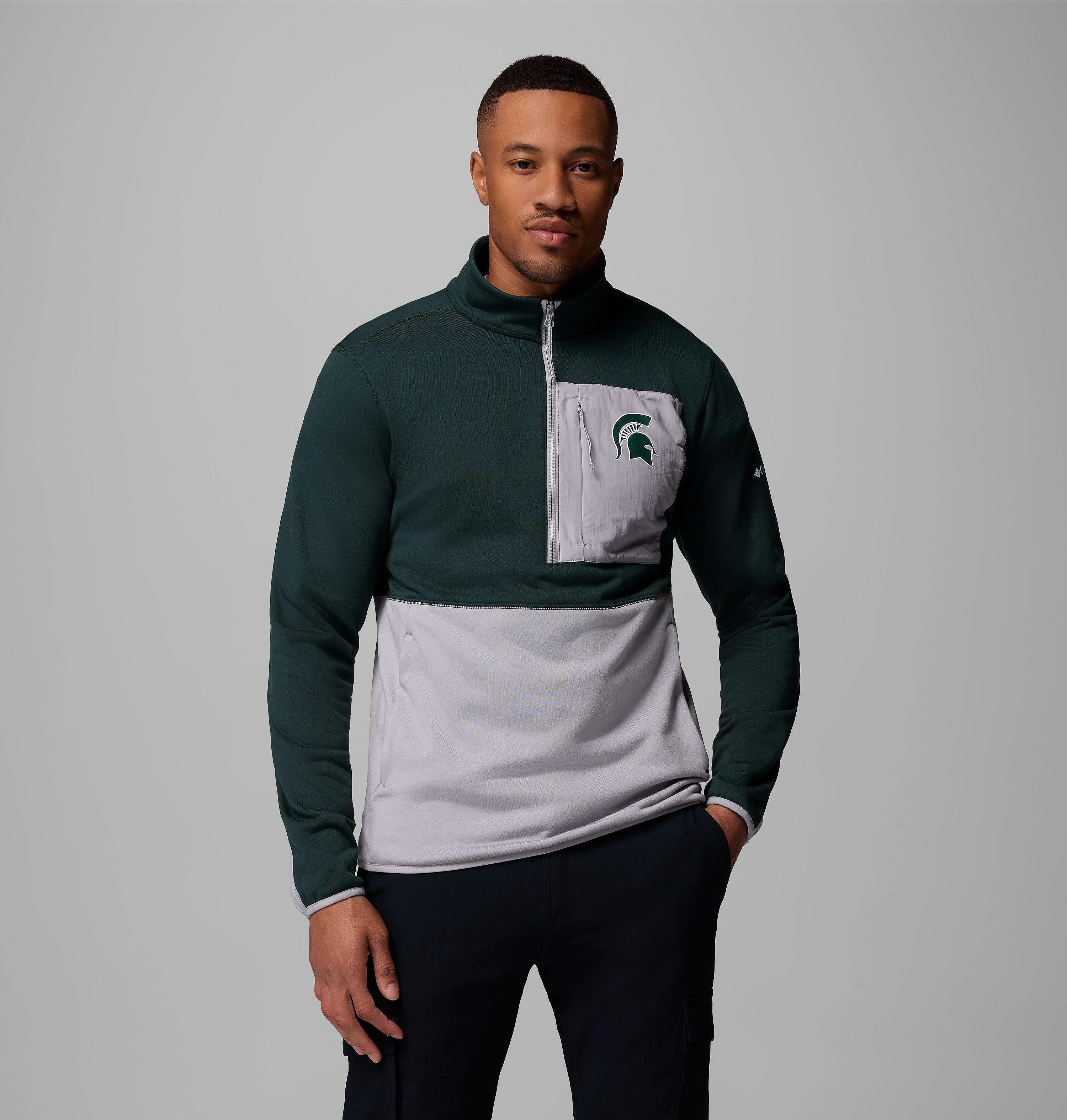 Men's Collegiate Columbia Hike Half Zip Jacket - Michigan State - 1