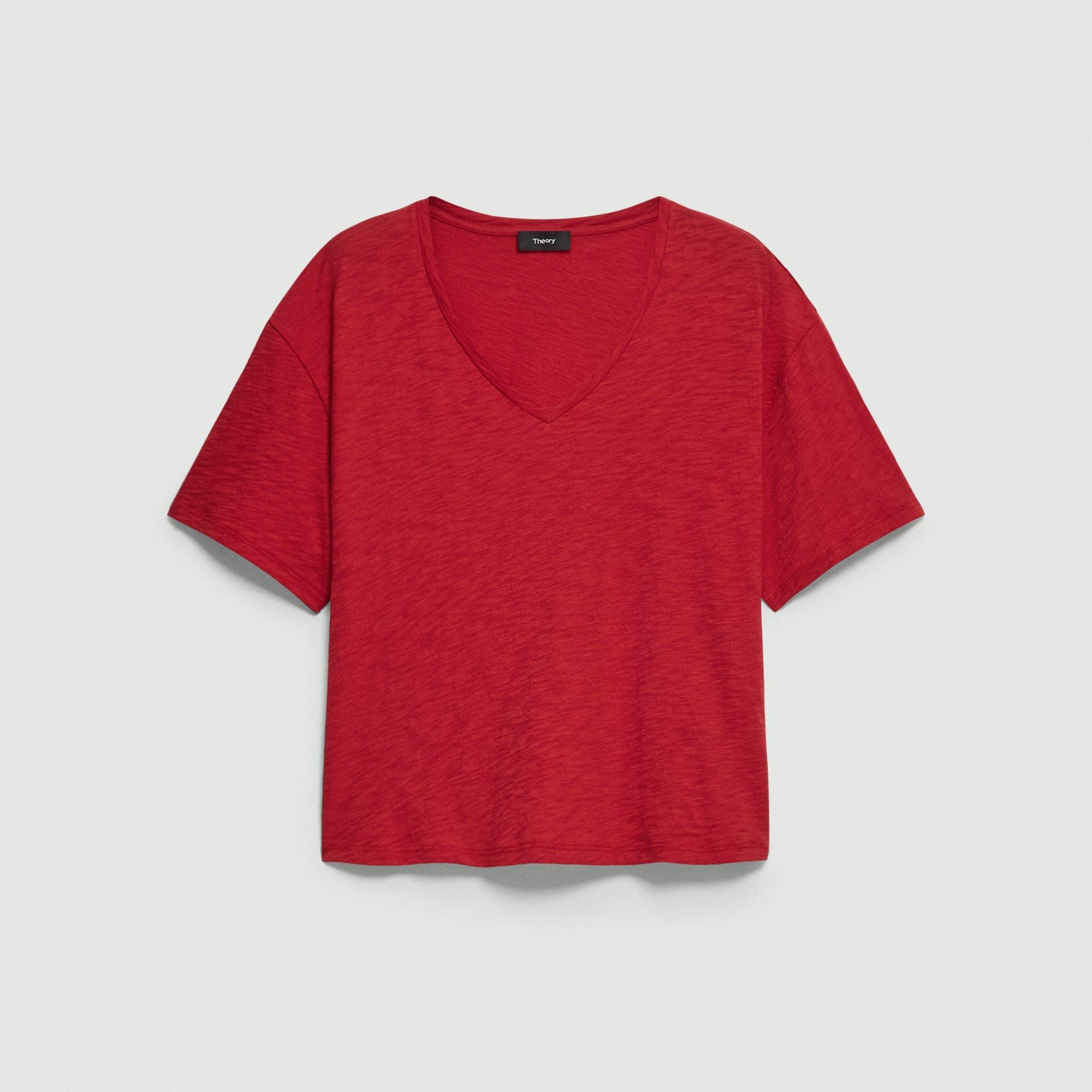 Relaxed V-Neck Tee in Cotton - 1