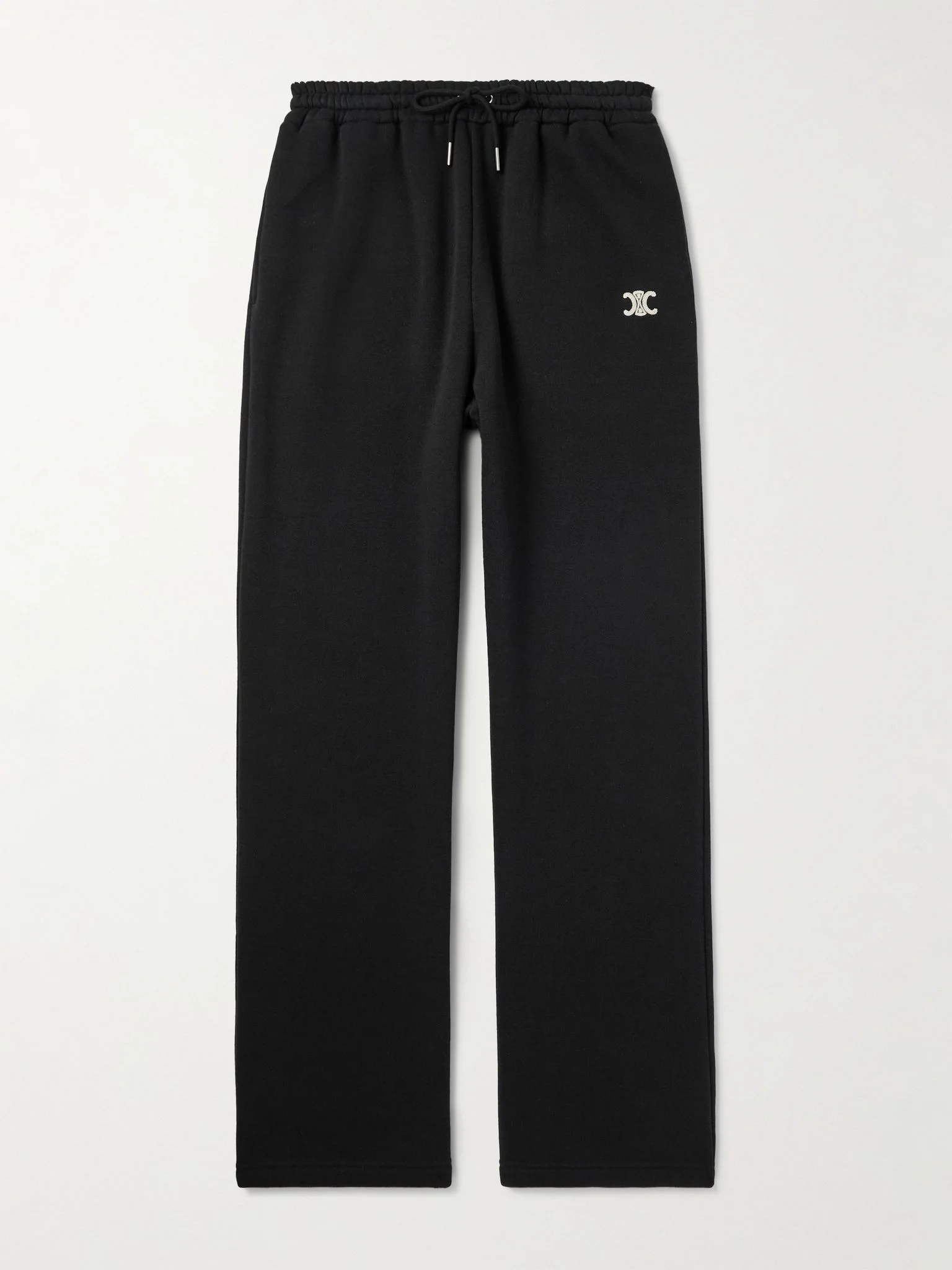 Triomphe Straight-Leg Logo-Embroidered Cotton and Cashmere-Blend Jersey Sweatpants Black - 1