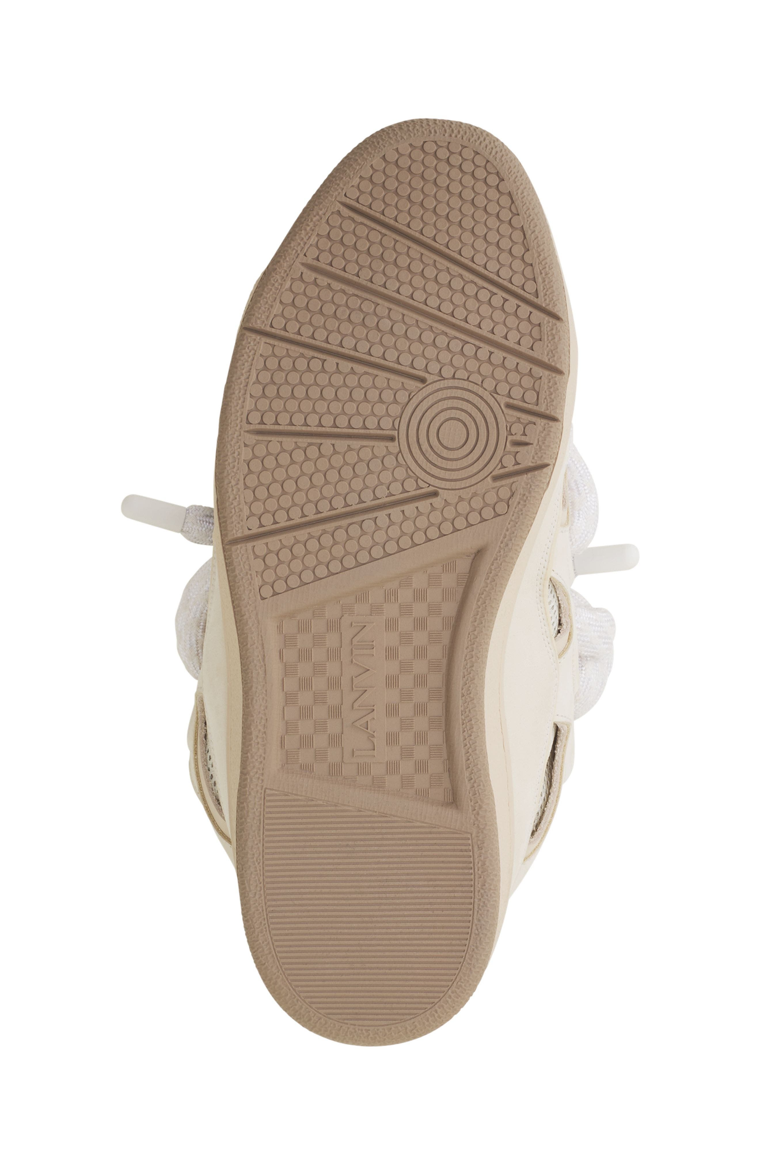 Lanvin Curb Sneakers In Leather With Snake Laces in Beige/black at Nordstrom - 6