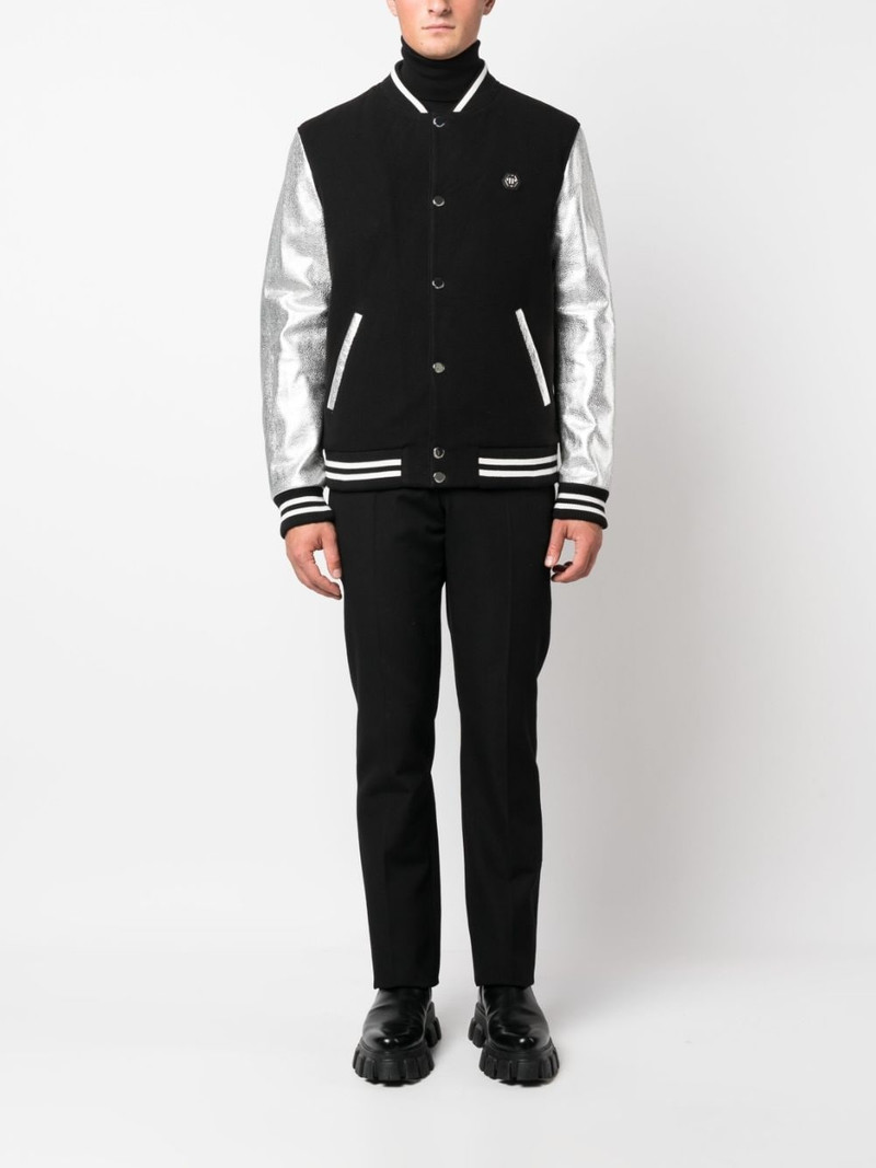 PHILIPP PLEIN metallic effect-sleeves bomber jacket outlook