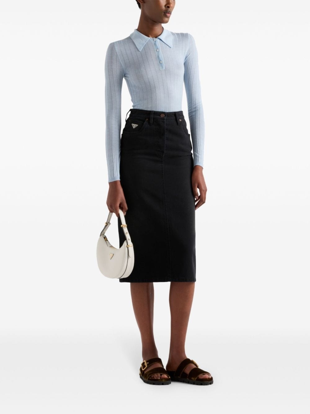 slit denim midi-skirt - 2