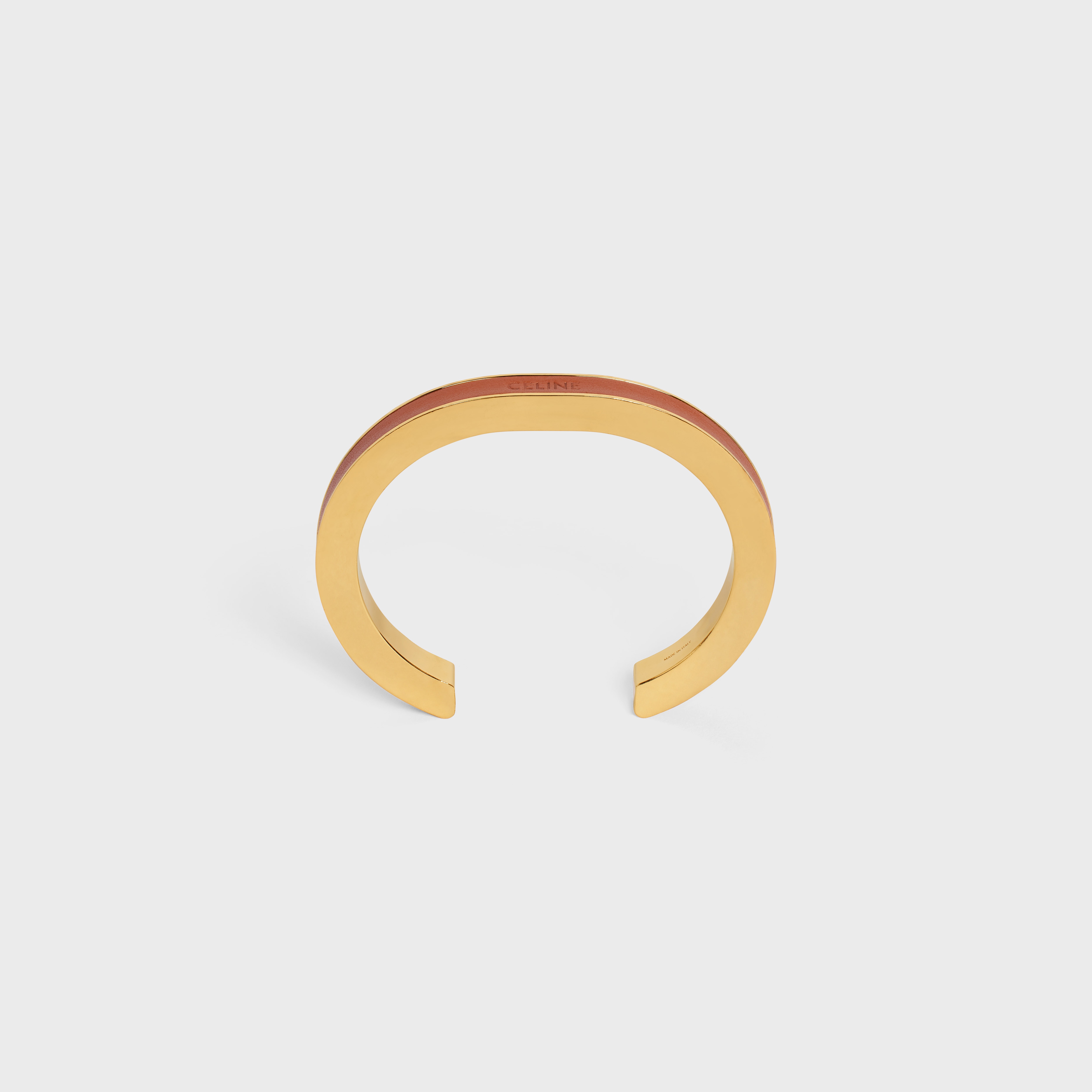 Formes Simples Leather Cuff in Brass with Gold Finish and Calfskin - 1