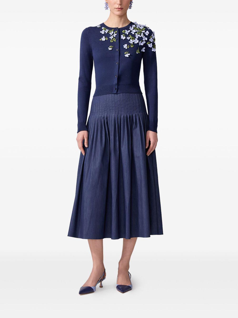 floral-appliqué cardigan - 2