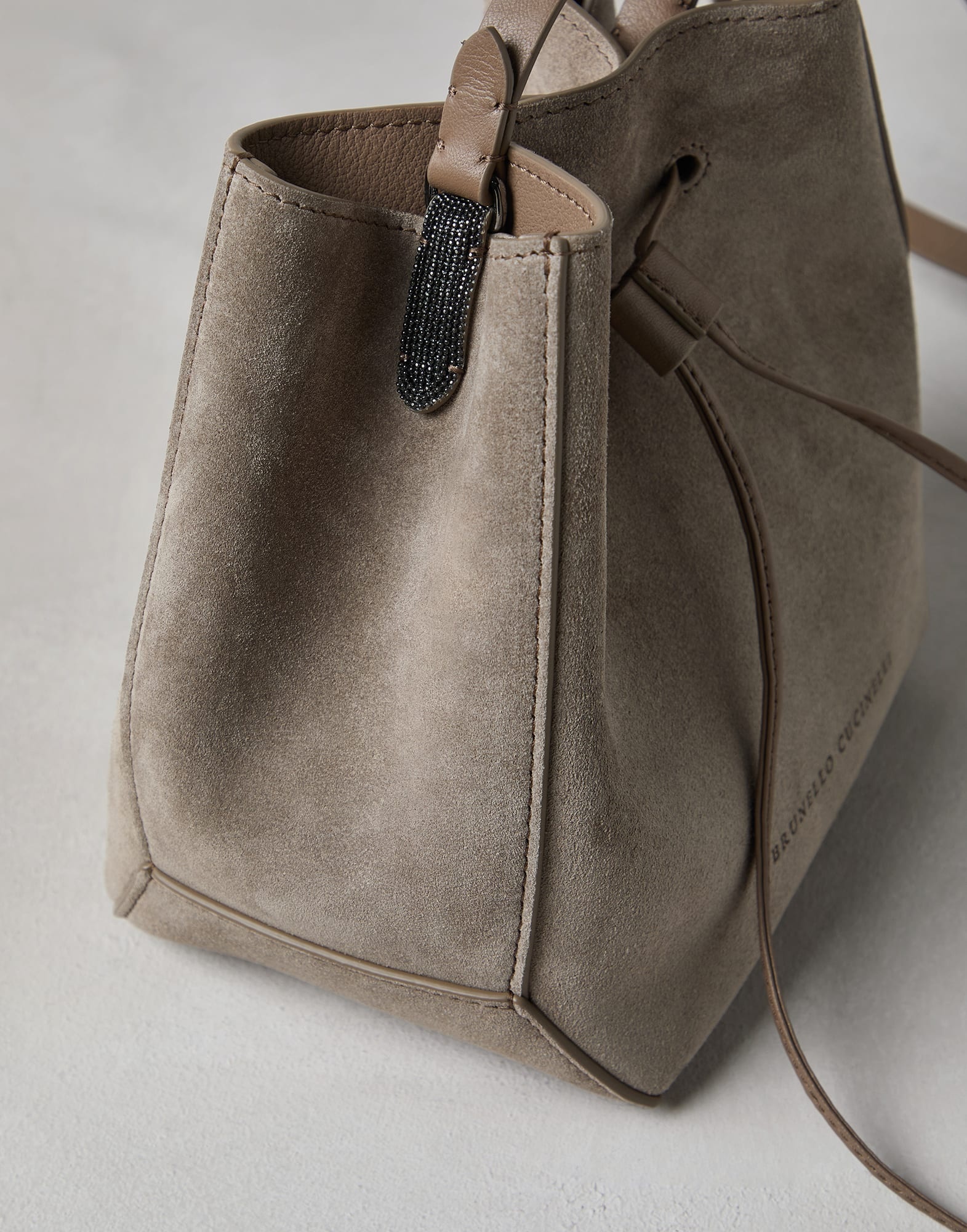 BC Duo small bucket bag in suede with monili - 3