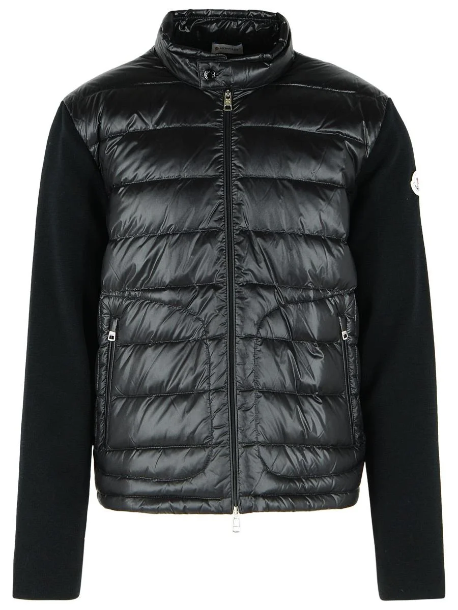 Moncler Padded Wool Cardigan With Black Zipper - 1
