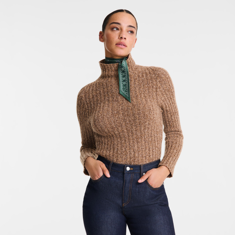 High neck sweater Chocolate - Knit 4