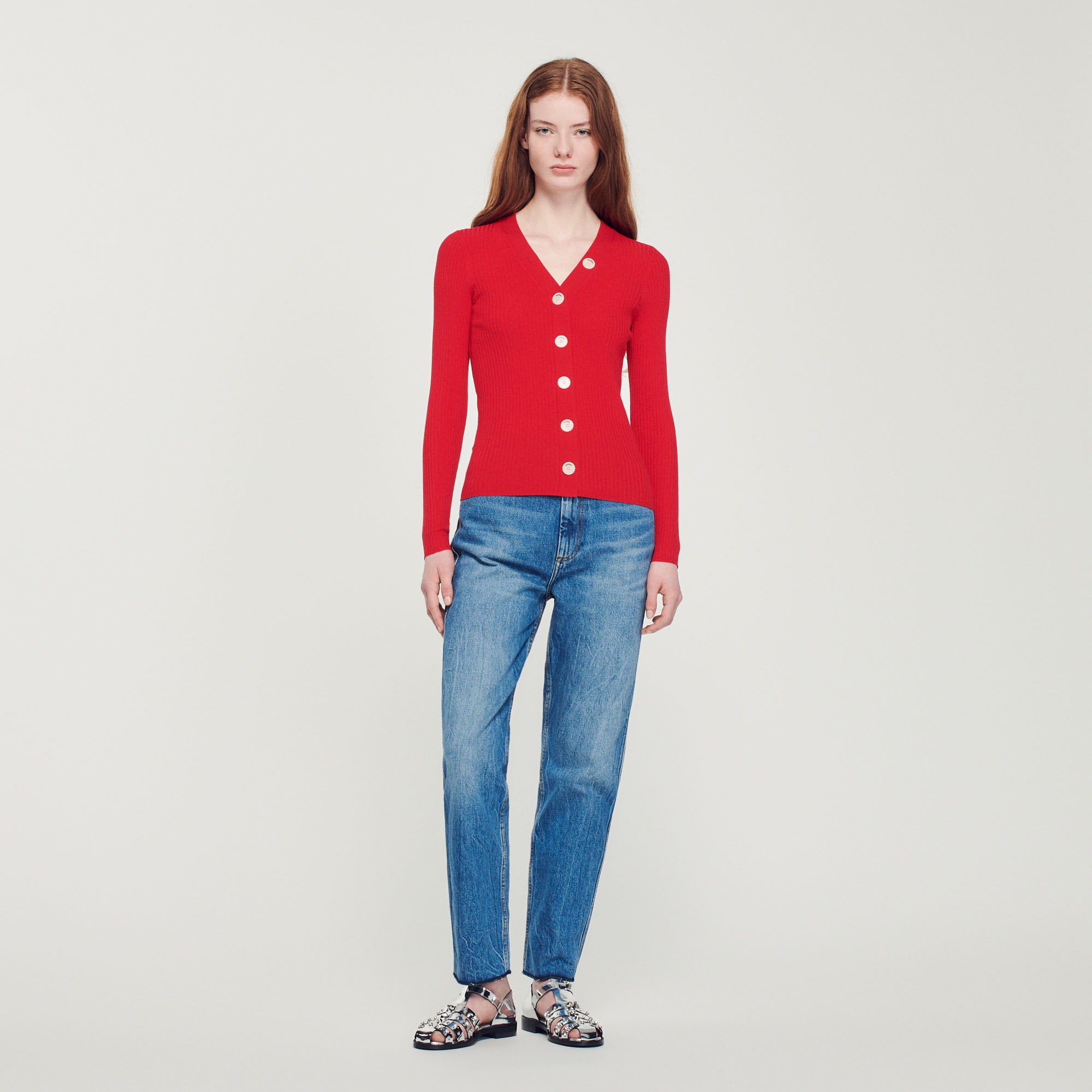 Fine ribbed knit cardigan - 3