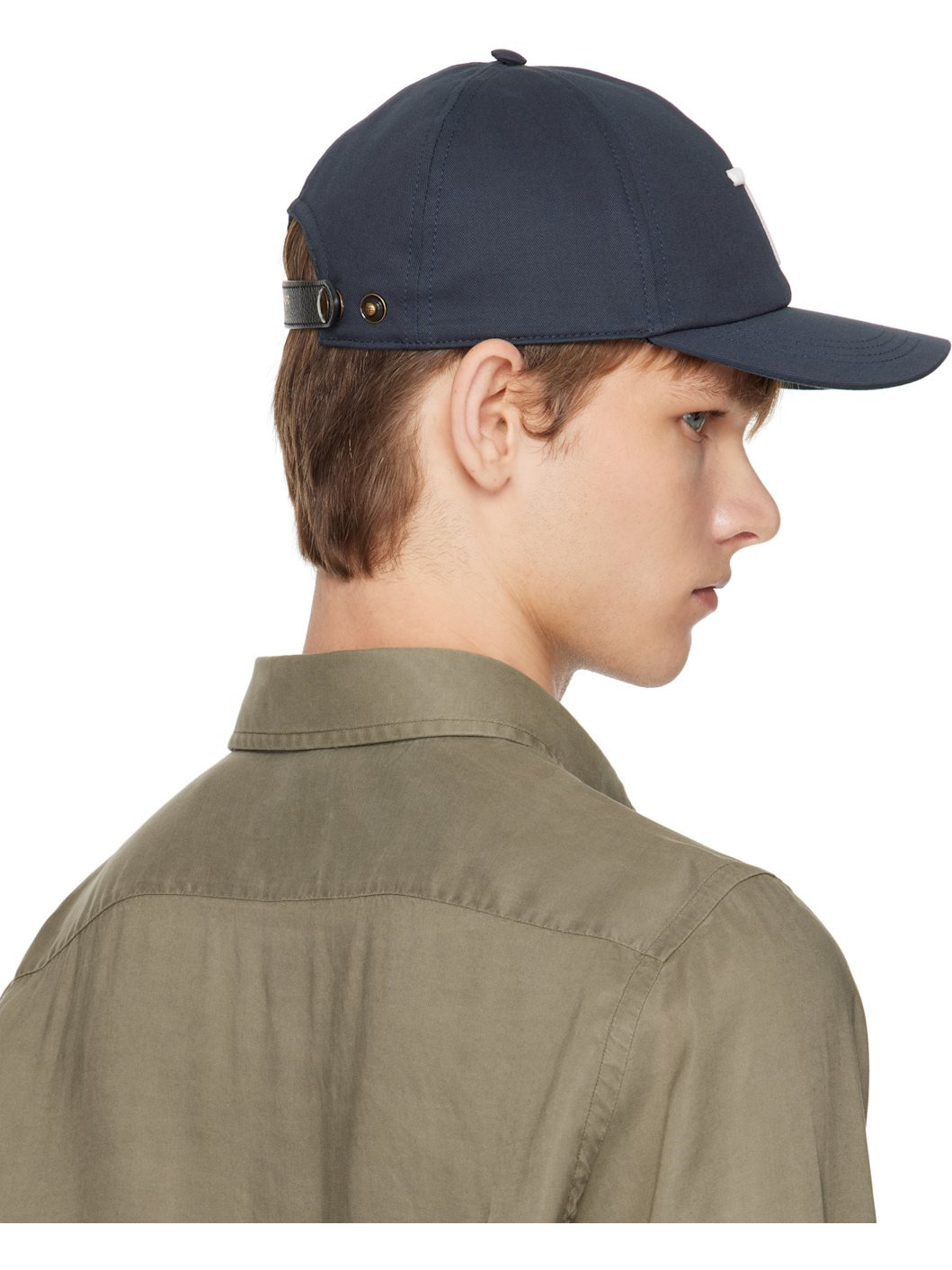 Navy Canvas & Smooth Leather Cap - 3