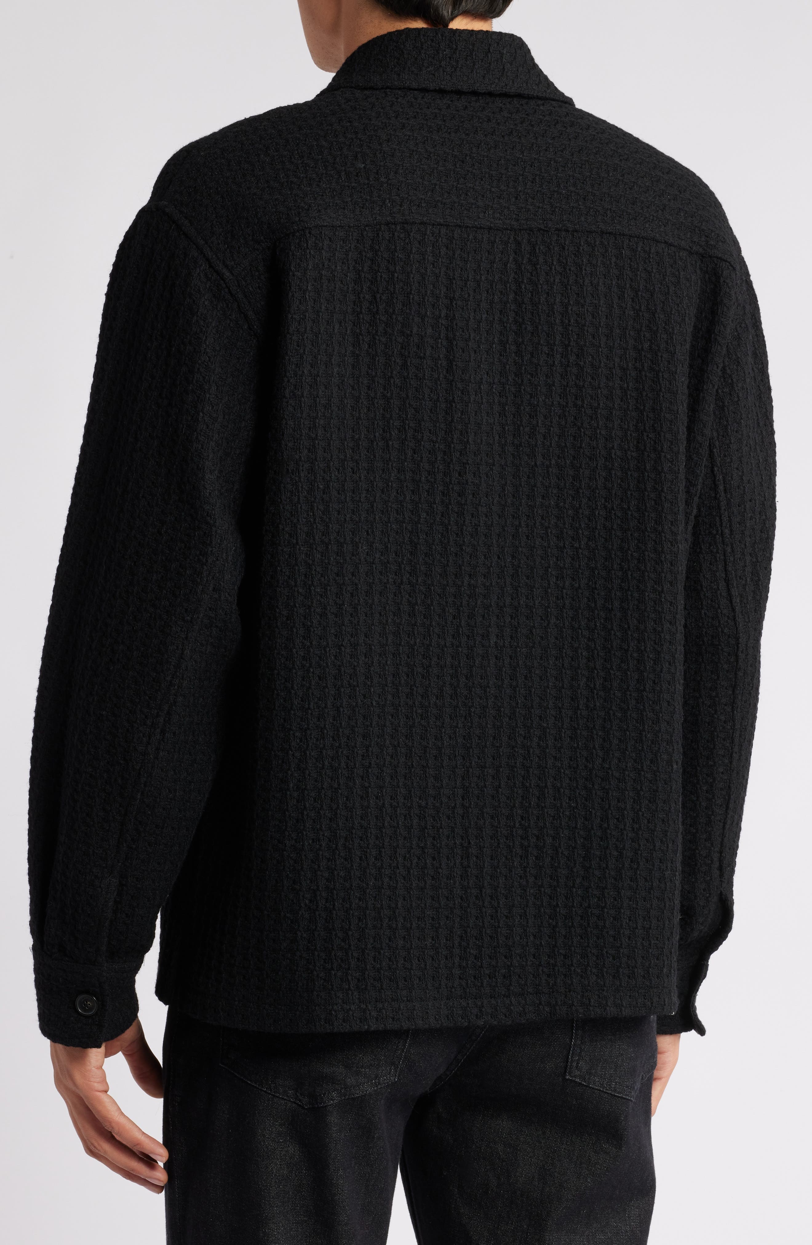 FRAME Textured Wool Blend Shirt Jacket in Black at Nordstrom - 2