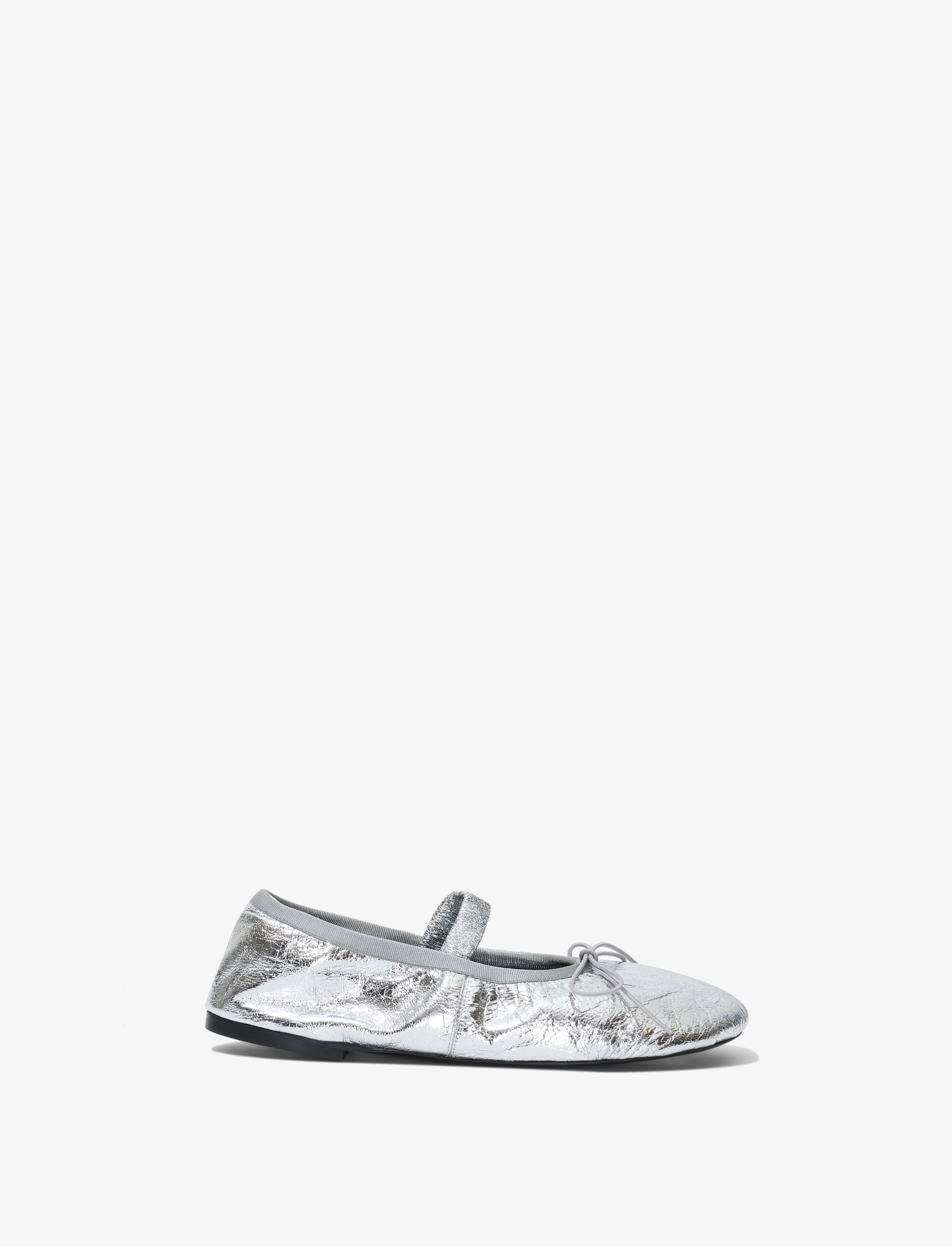 Glove Mary Jane Ballet Flats in Crinkled Metallic - 1