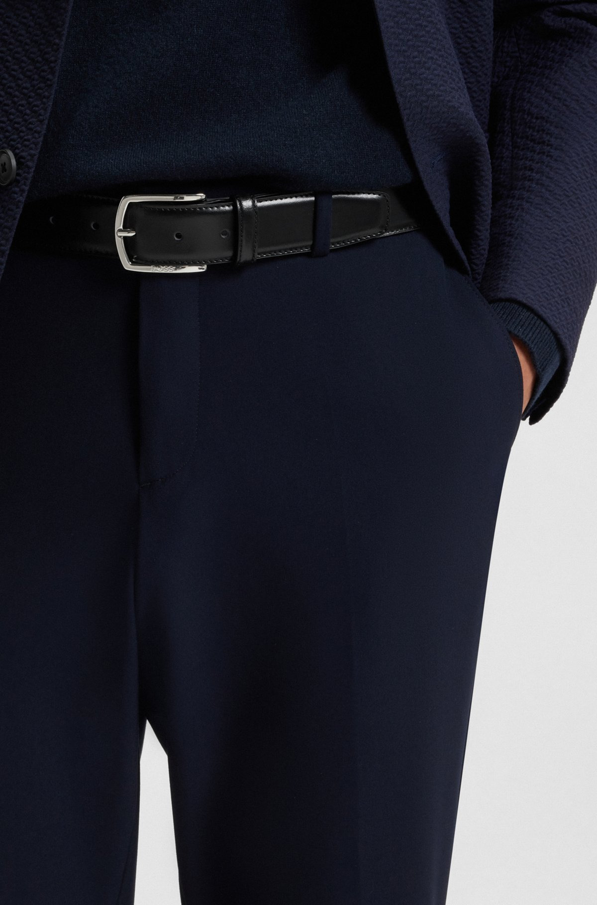 ITALIAN-LEATHER BELT WITH BRANDED BUCKLE AND FULL LINING - 2