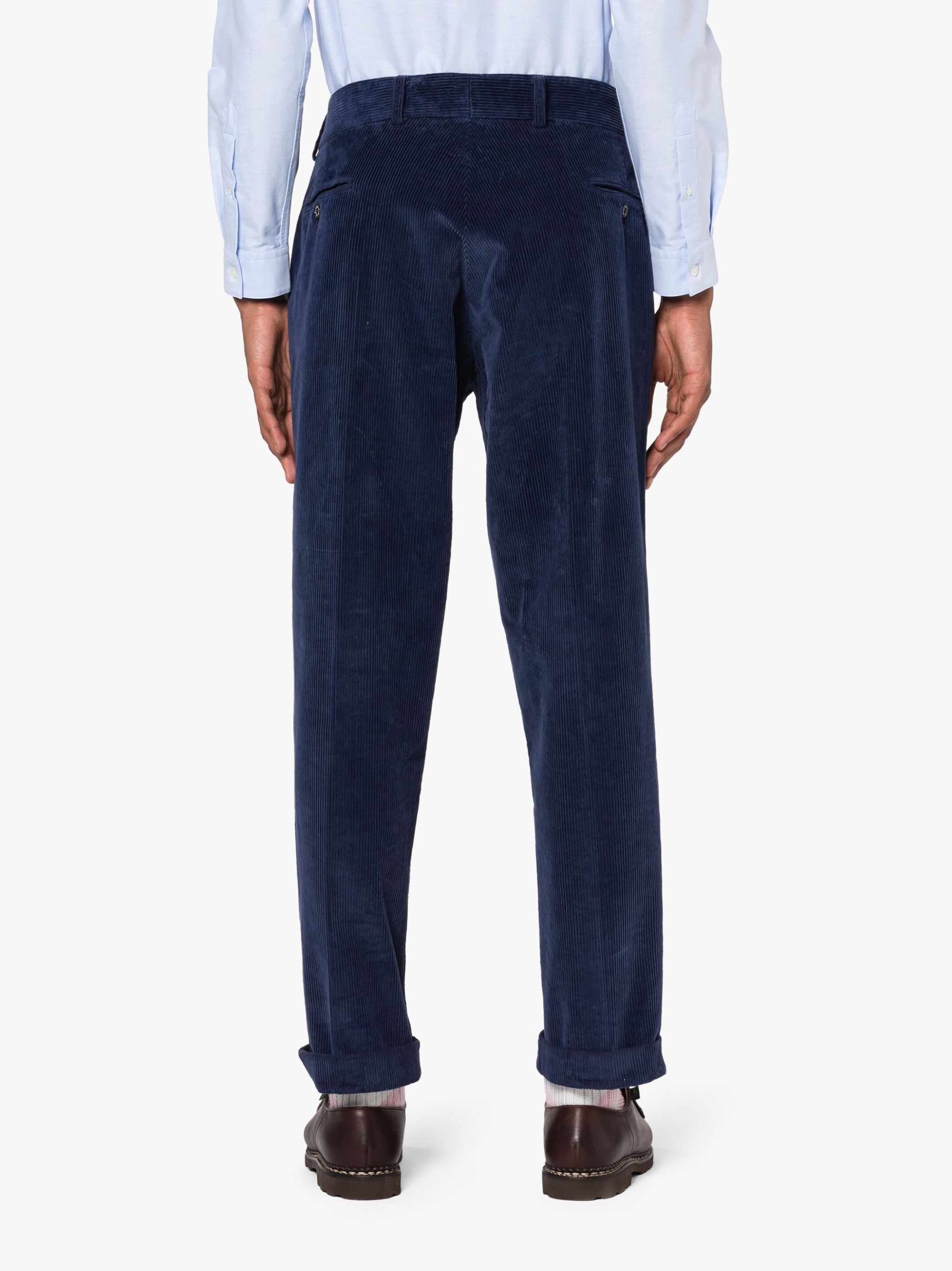 NAVY CORDUROY COTTON CHINO TROUSERS - 4