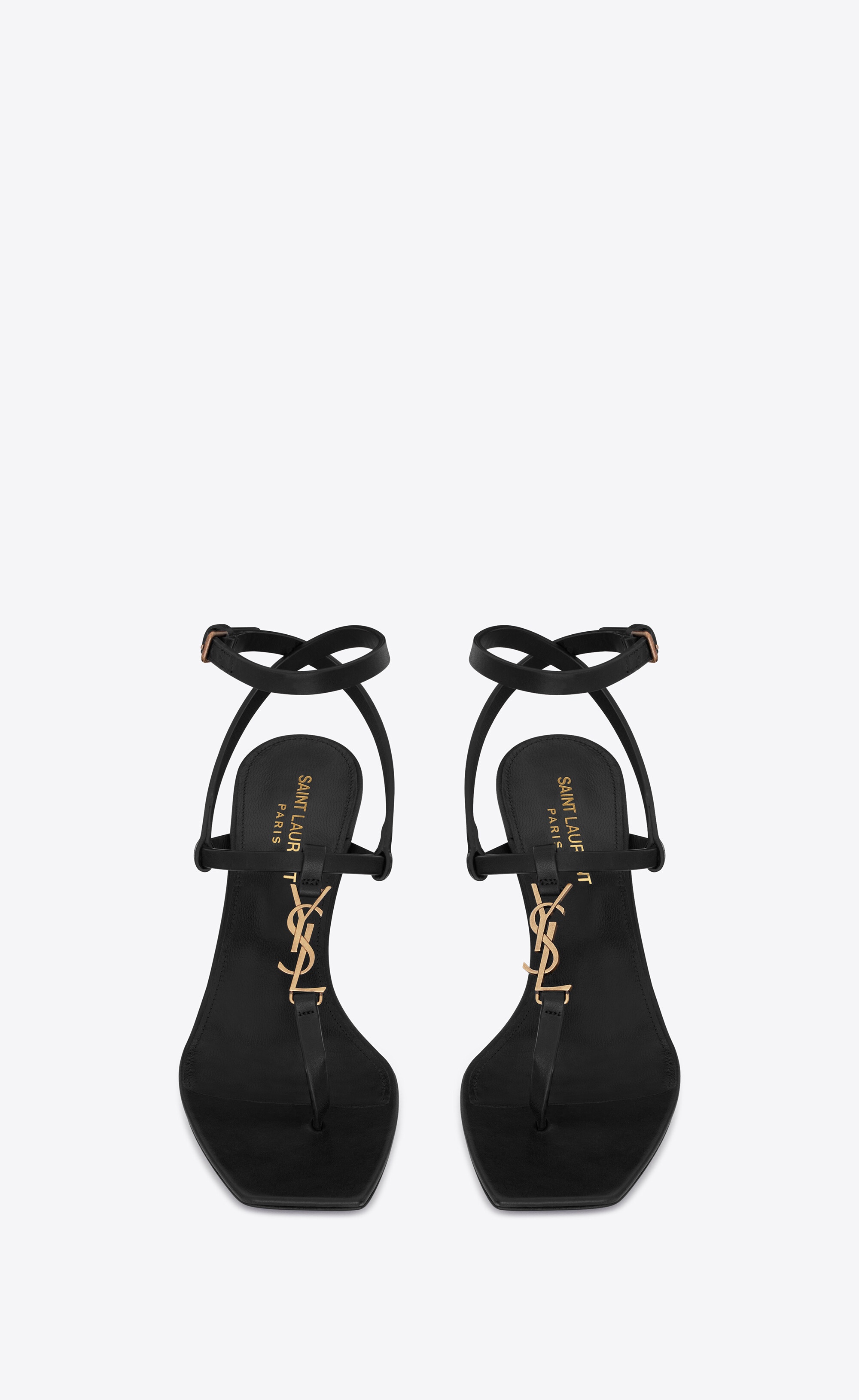 cassandra sandals in smooth leather with gold monogram - 1