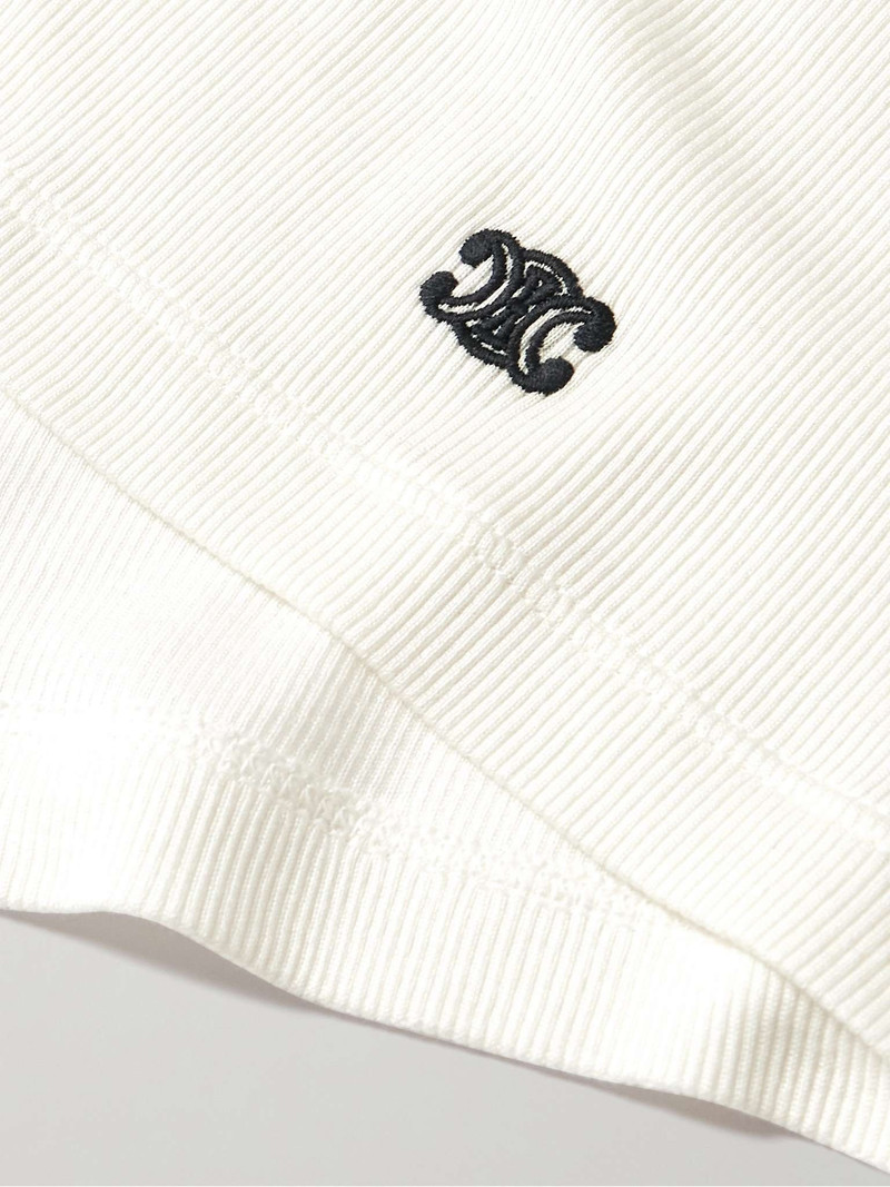 Logo-Embroidered Ribbed Silk and Cotton-Blend Tank Top 5