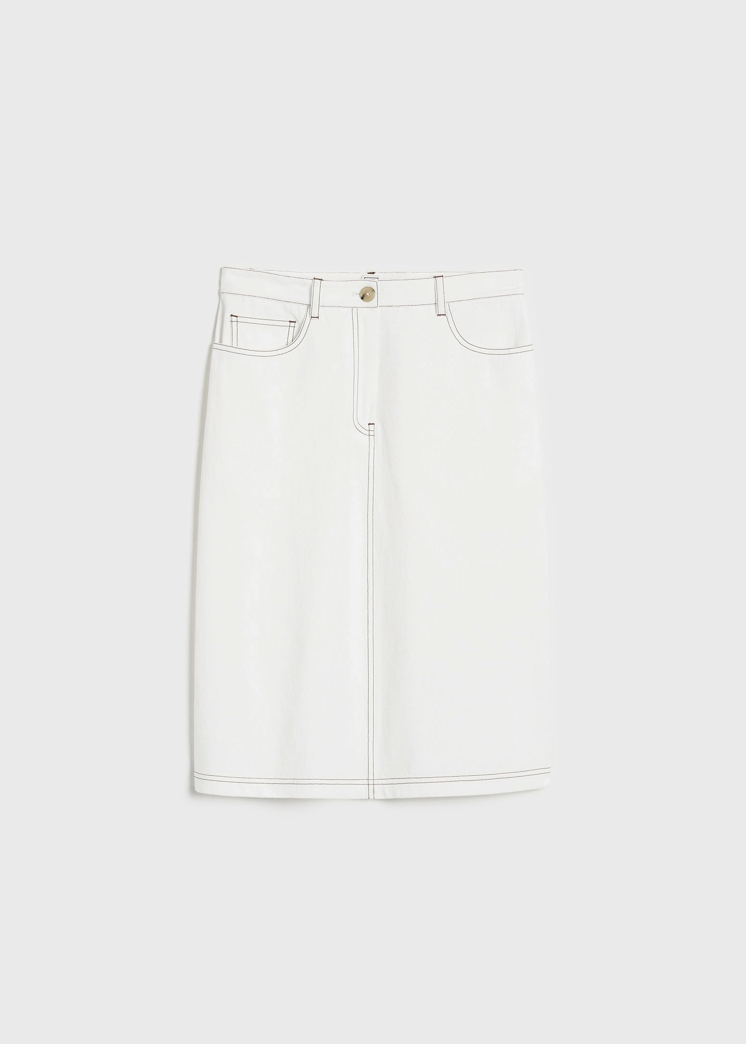 Tumbled cotton midi skirt white - 1