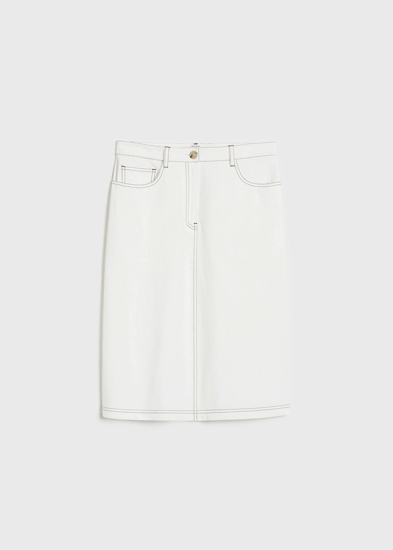 Tumbled cotton midi skirt white 1