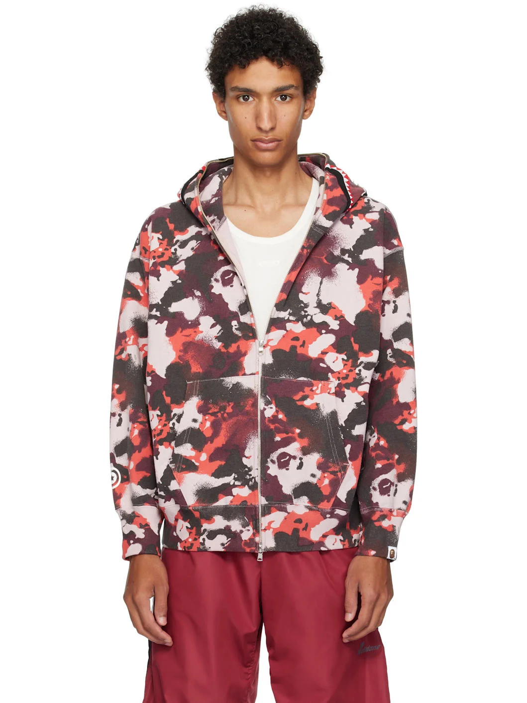 Red & Purple Map Camo Shark Full Zip Hoodie - 1