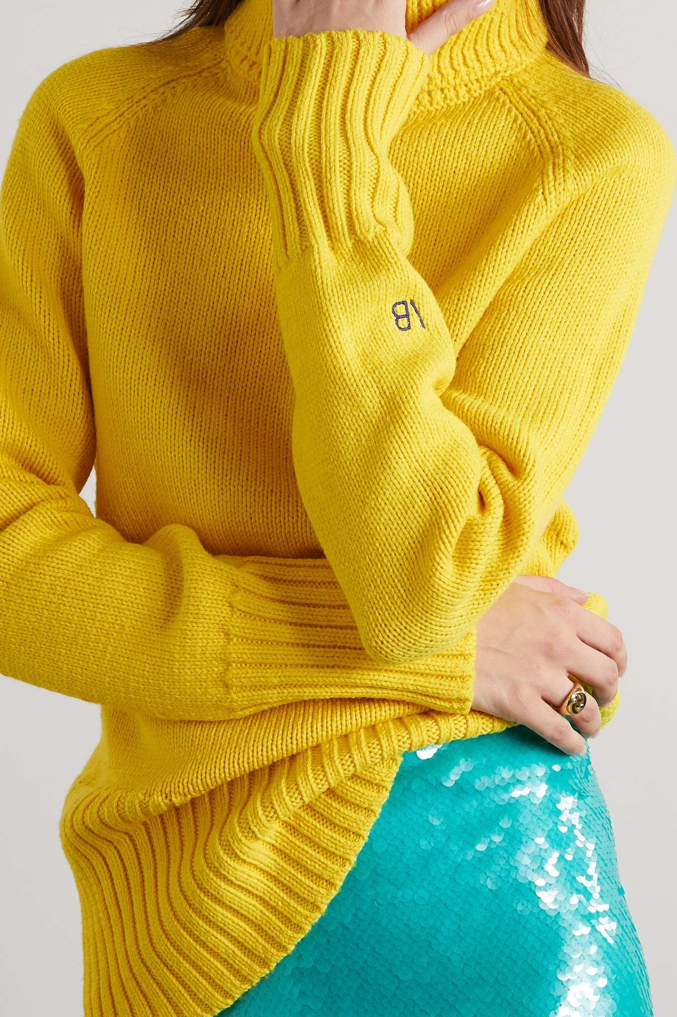 Neon wool turtleneck sweater - 3