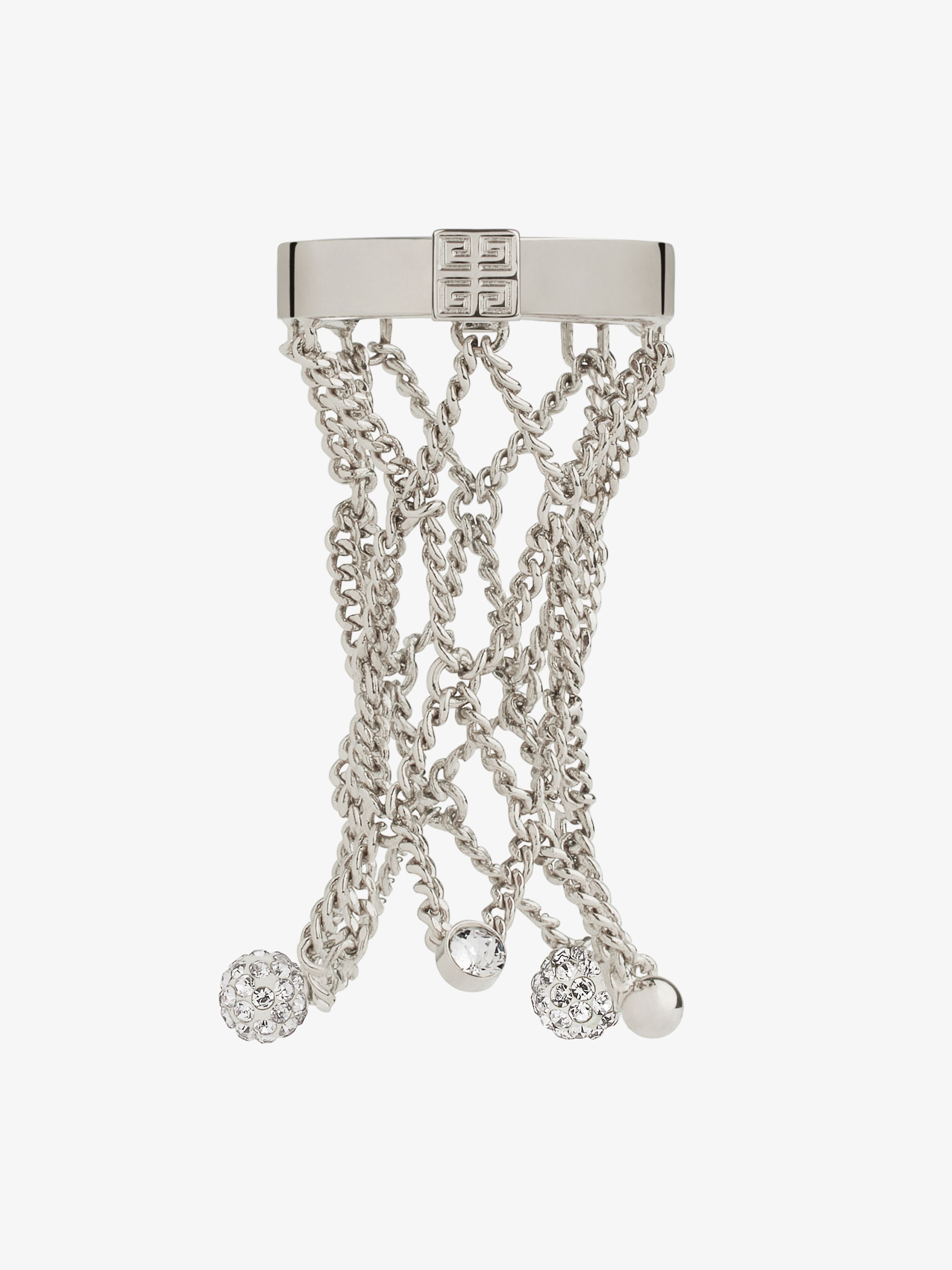 GIVENCHY 4Gフェイクパールリング Givenchy PEARLING RING IN METAL WITH PEARLS AND CRYSTALS