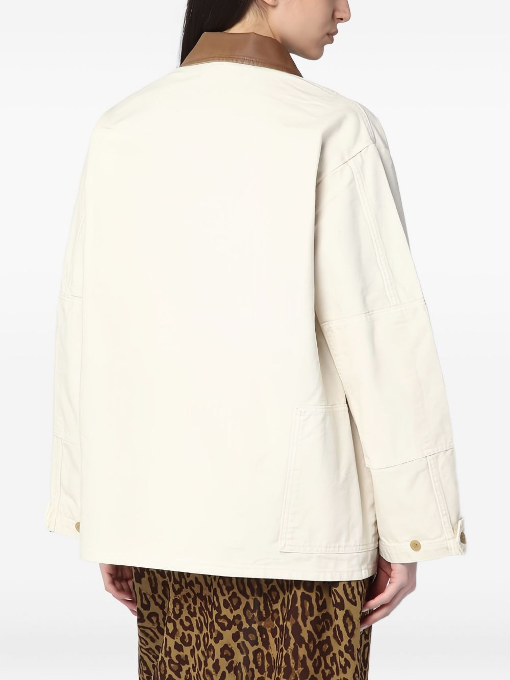 contrast-collar denim jacket - 3