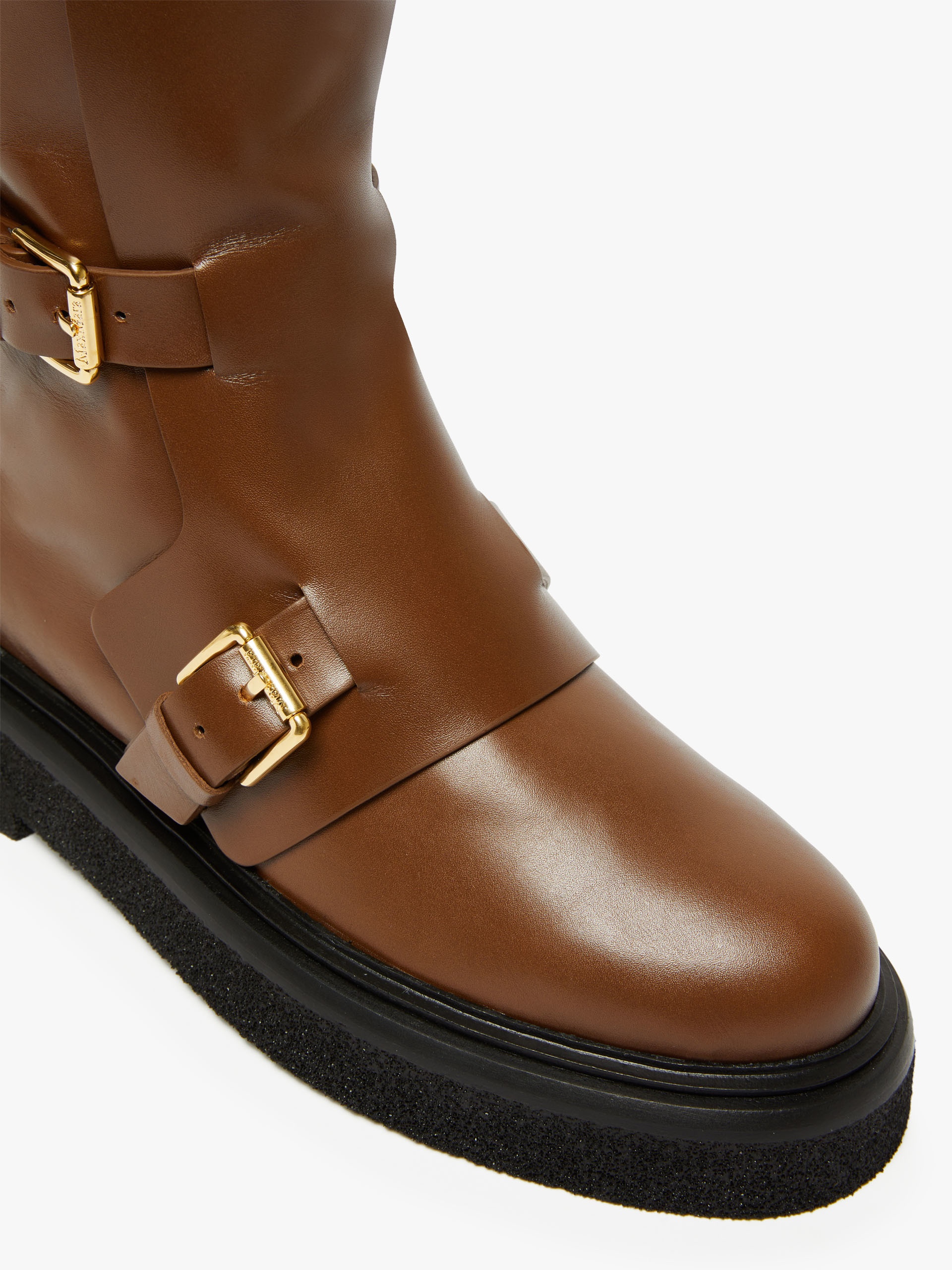 BUCKLESBOOT Leather biker boots with straps - 4