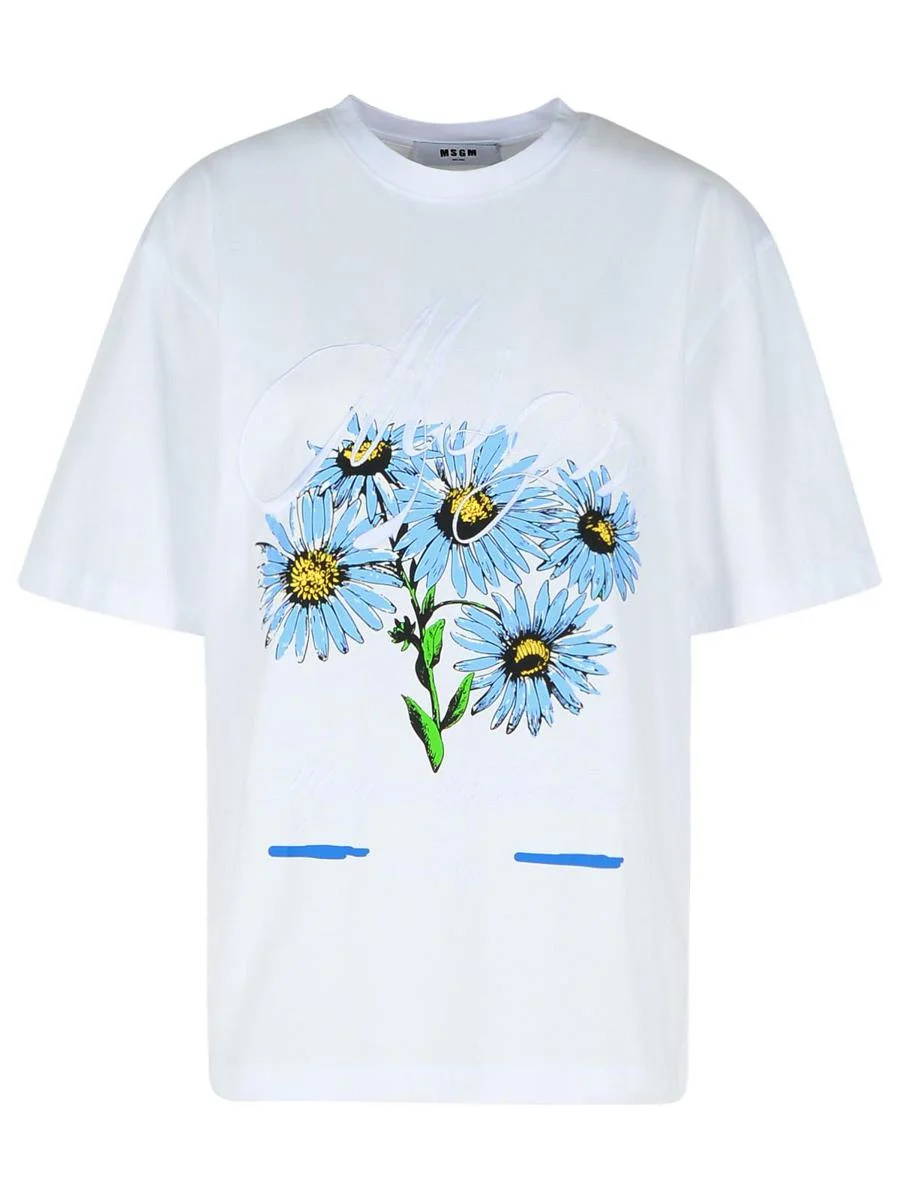 Msgm White Cotton T-Shirt - 1