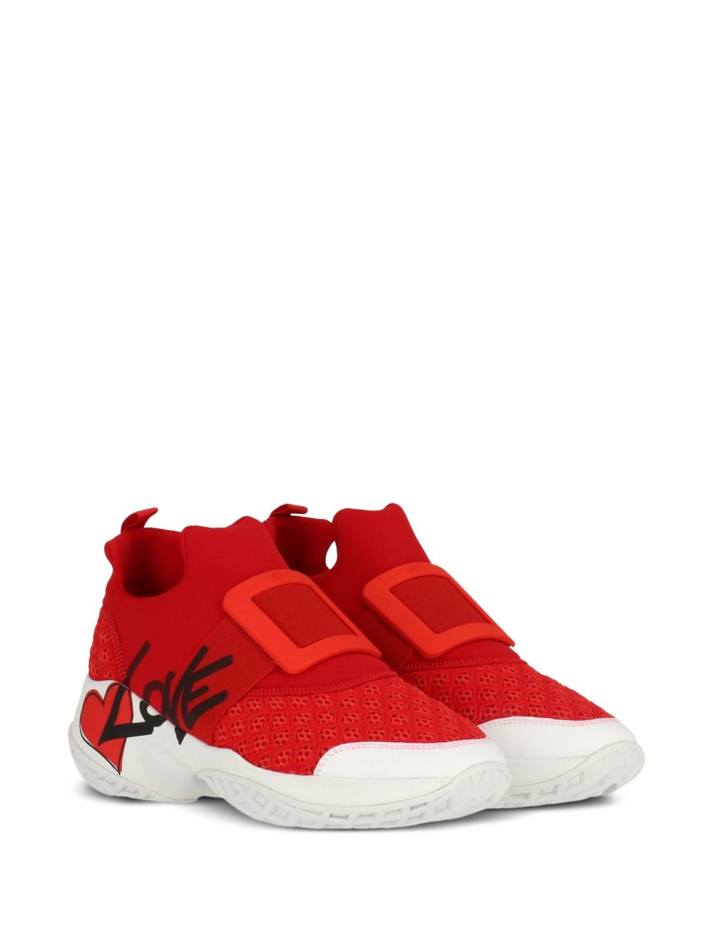 buckle-strap heart-detail sneakers - 2