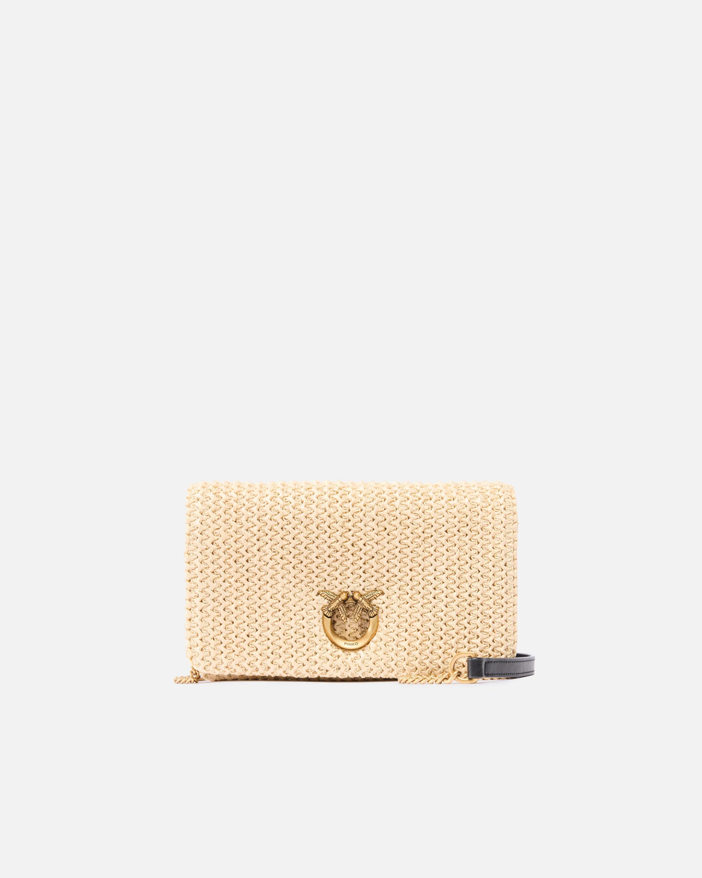 LOVE BAG CLICK SOFT HORIZONTAL MINI CROSSBODY CLUTCH IN RAFFIA - 1