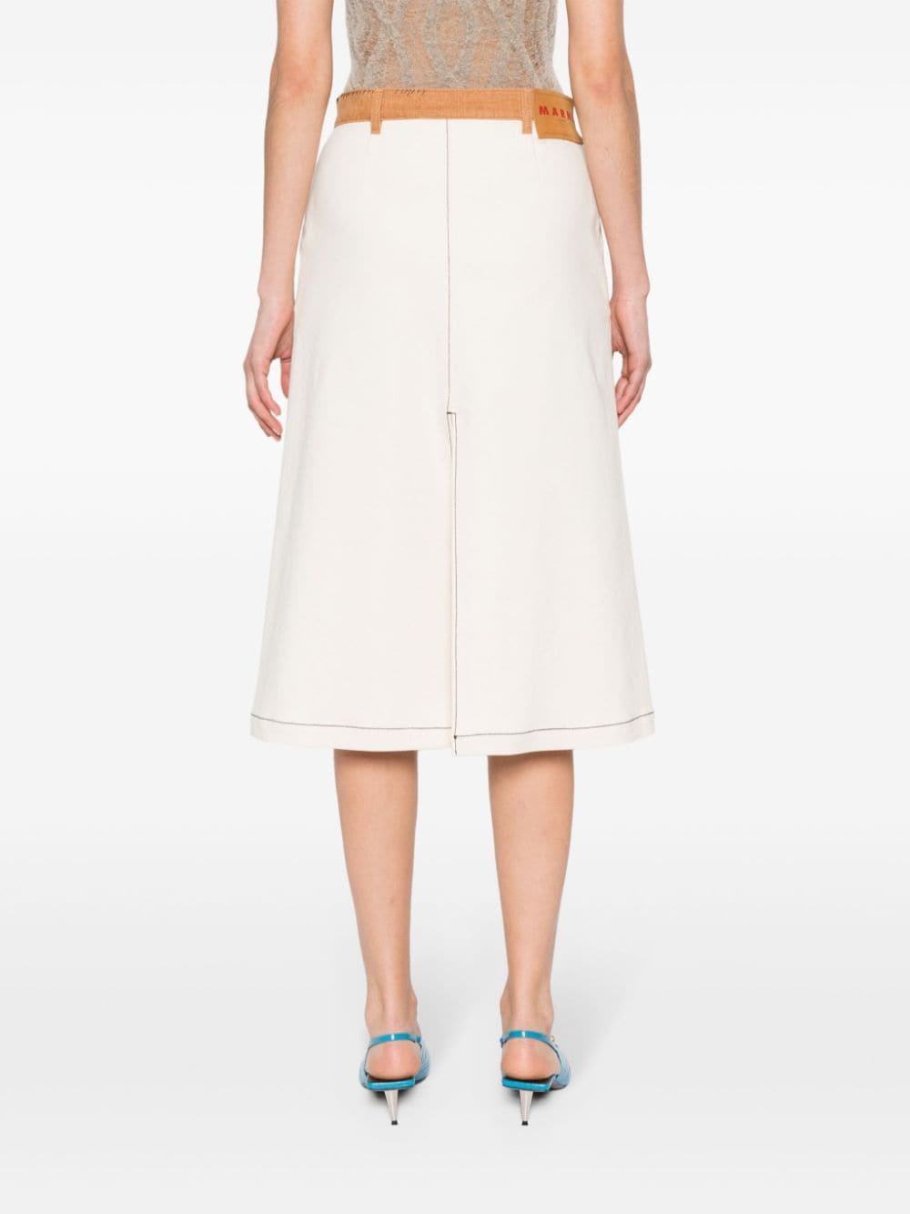 slit-detail cotton midi skirt - 4