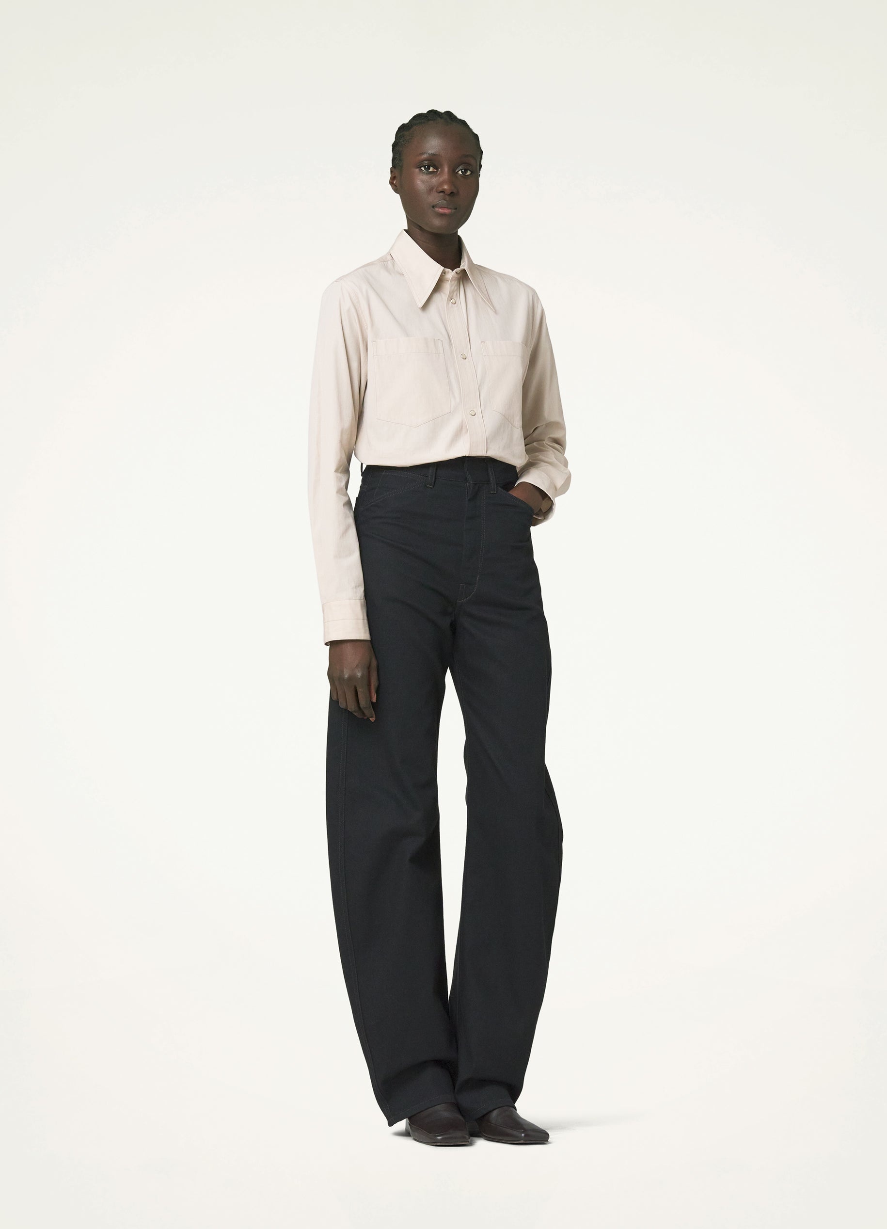 POINTED COLLAR SHIRT WITH SNAPS - 4