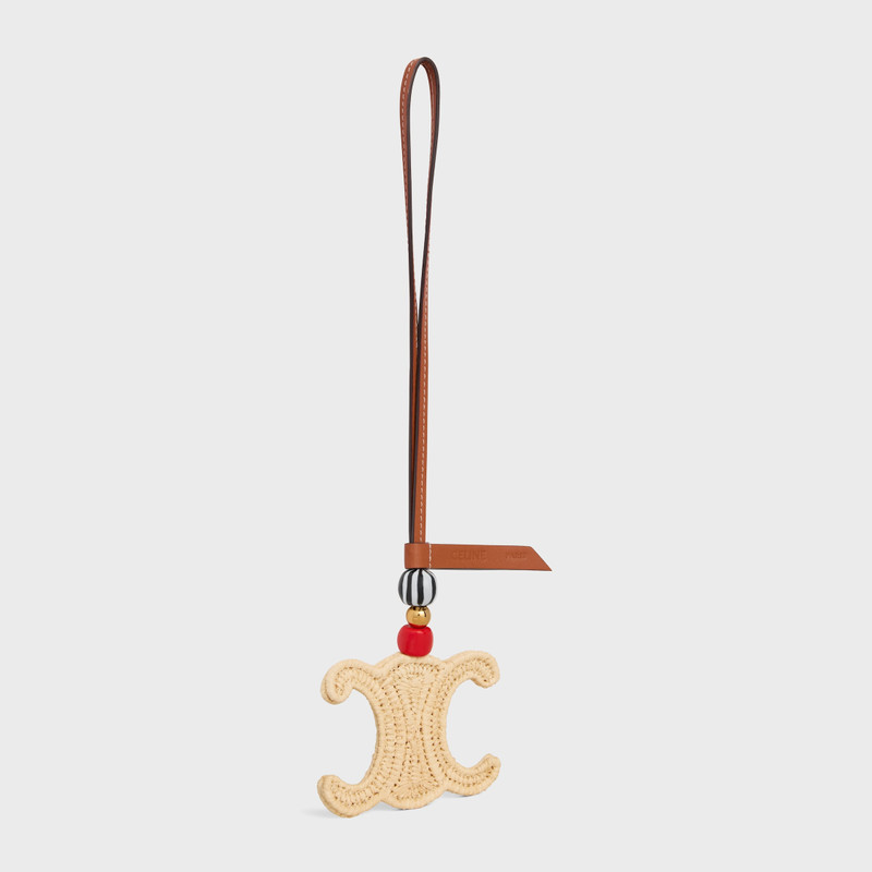 TRIOMPHE CHARM IN RAFFIA AND NATURAL CALFSKIN 3