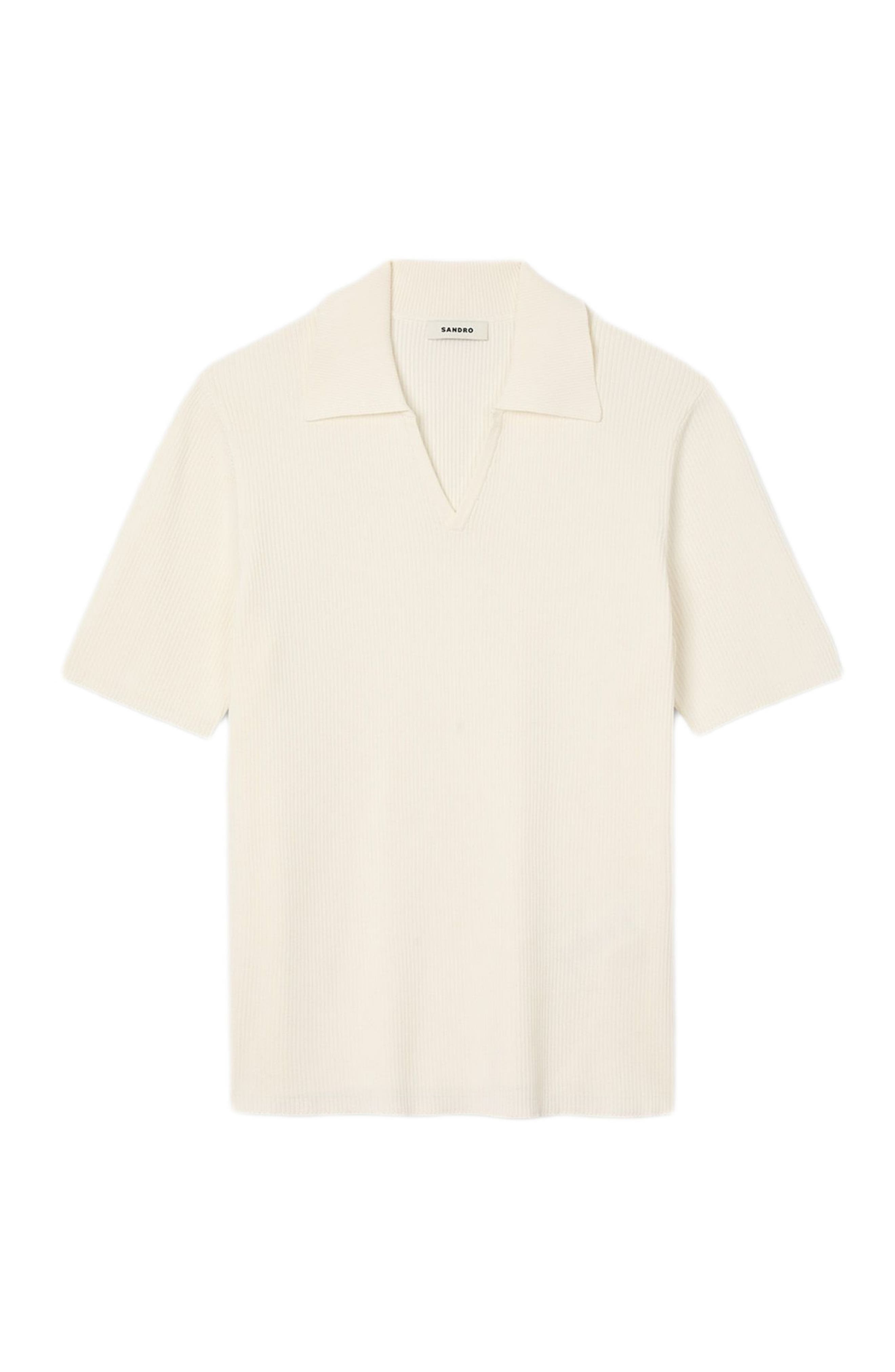 SANDRO Rib knit polo shirt in Optic White at Nordstrom - 5