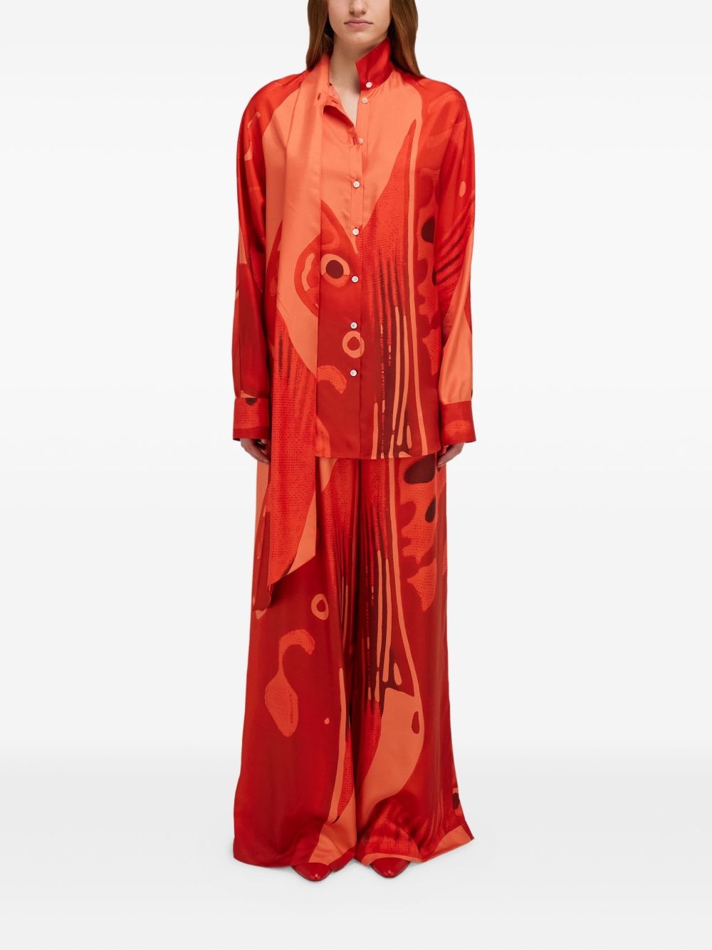 sash-detail silk shirt - 2