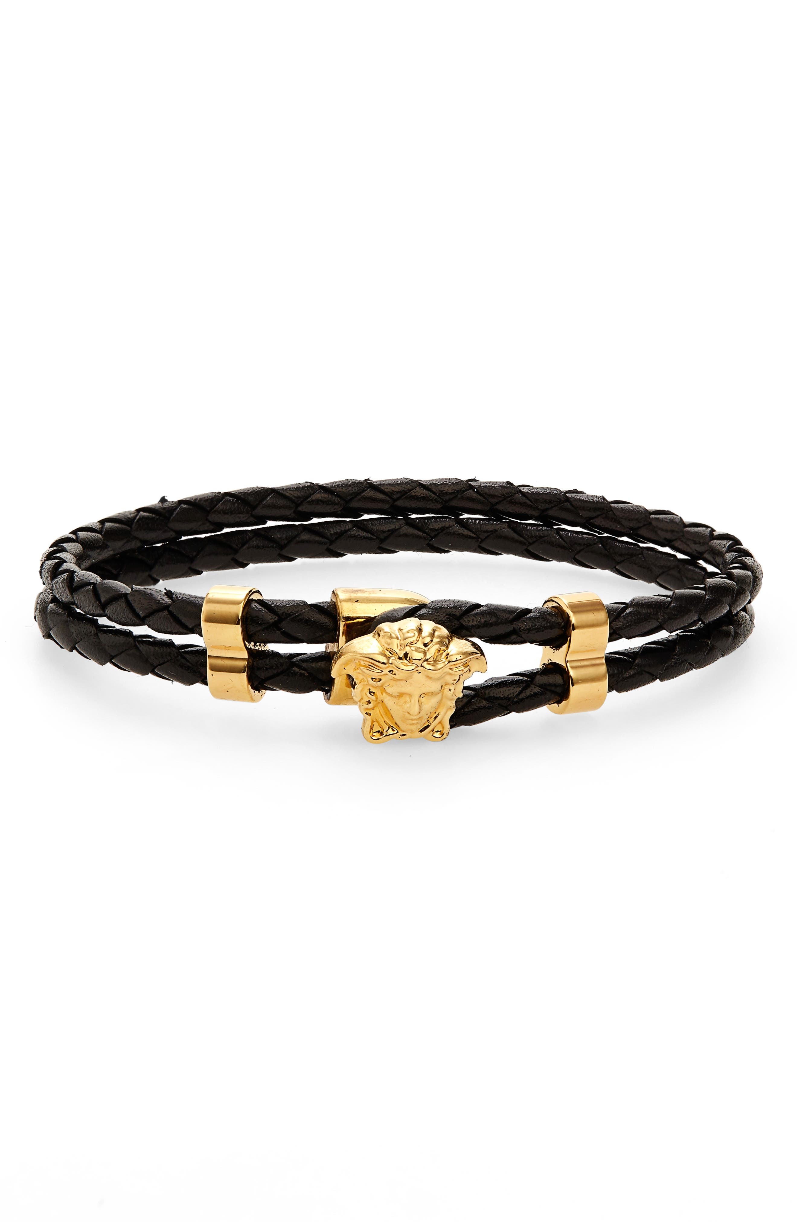 Medusa Braided Leather Bracelet - 1