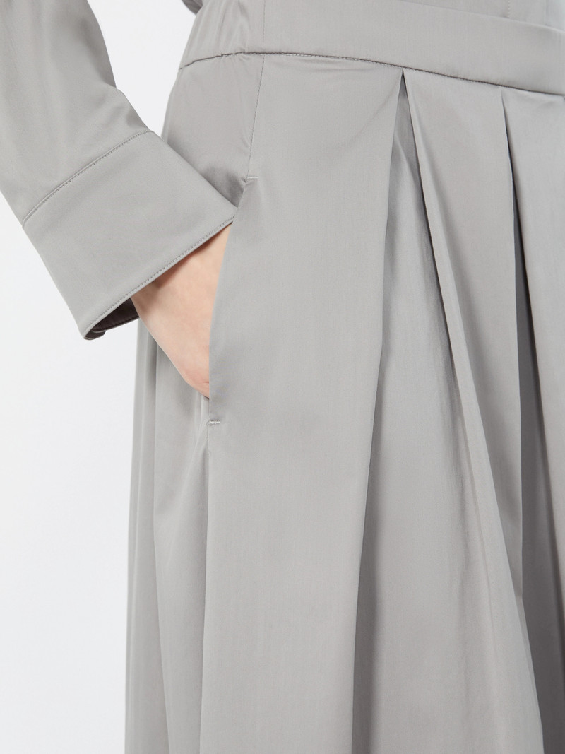 TESORO Cotton satin pleated midi skirt - LIGHT GREY 5