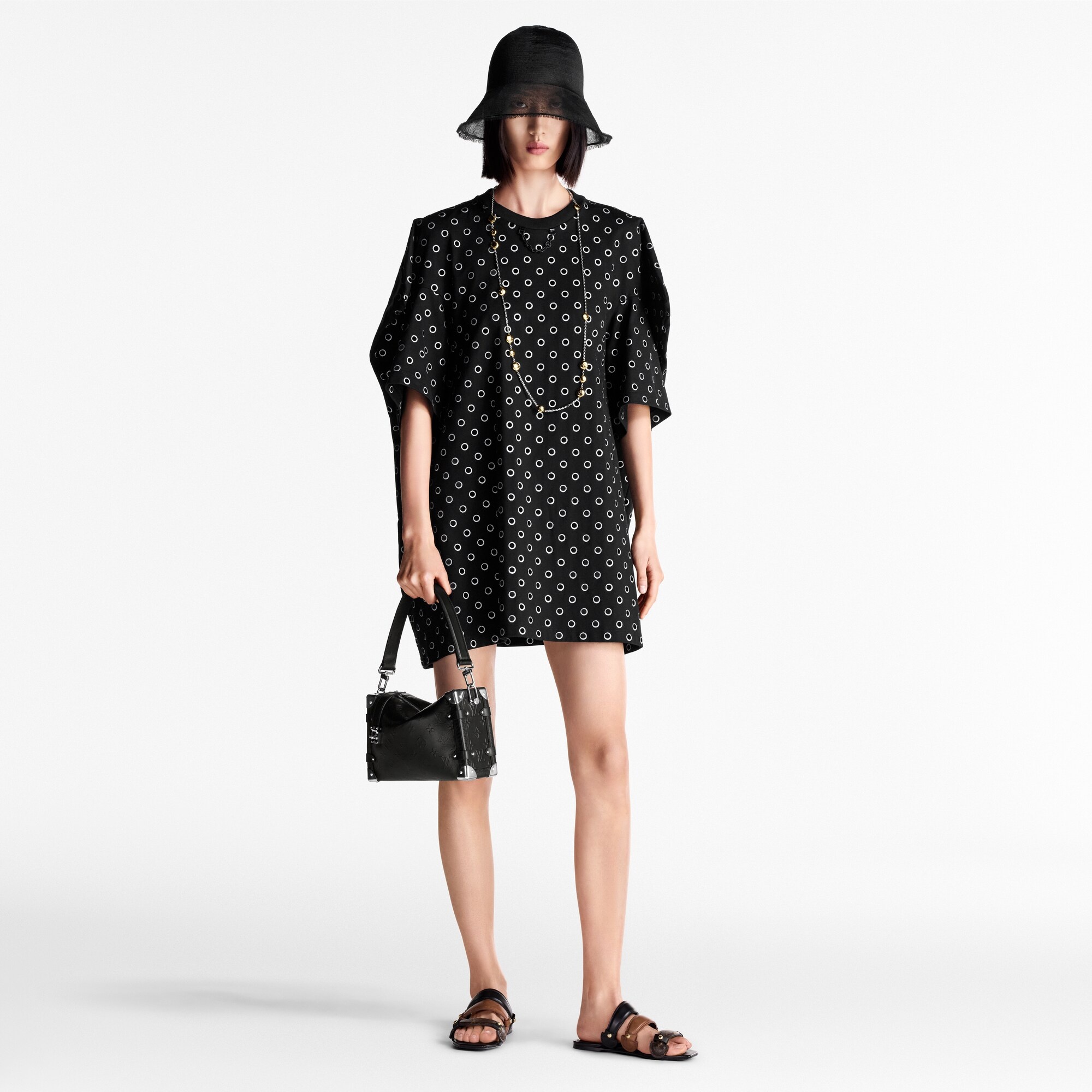 Jewel Dot Boxy Shoulder T-Shirt Dress - 4