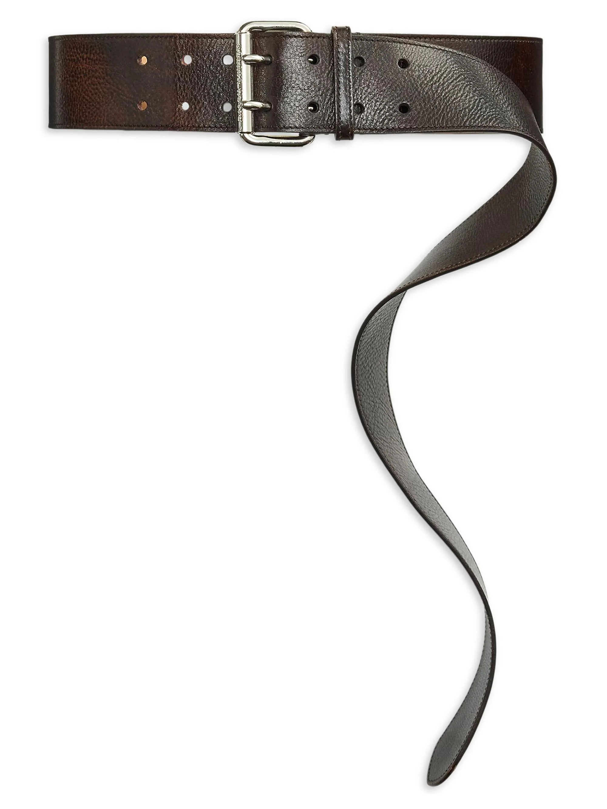 Women's Leather Double-Prong Belt - Vintage Brown - 1